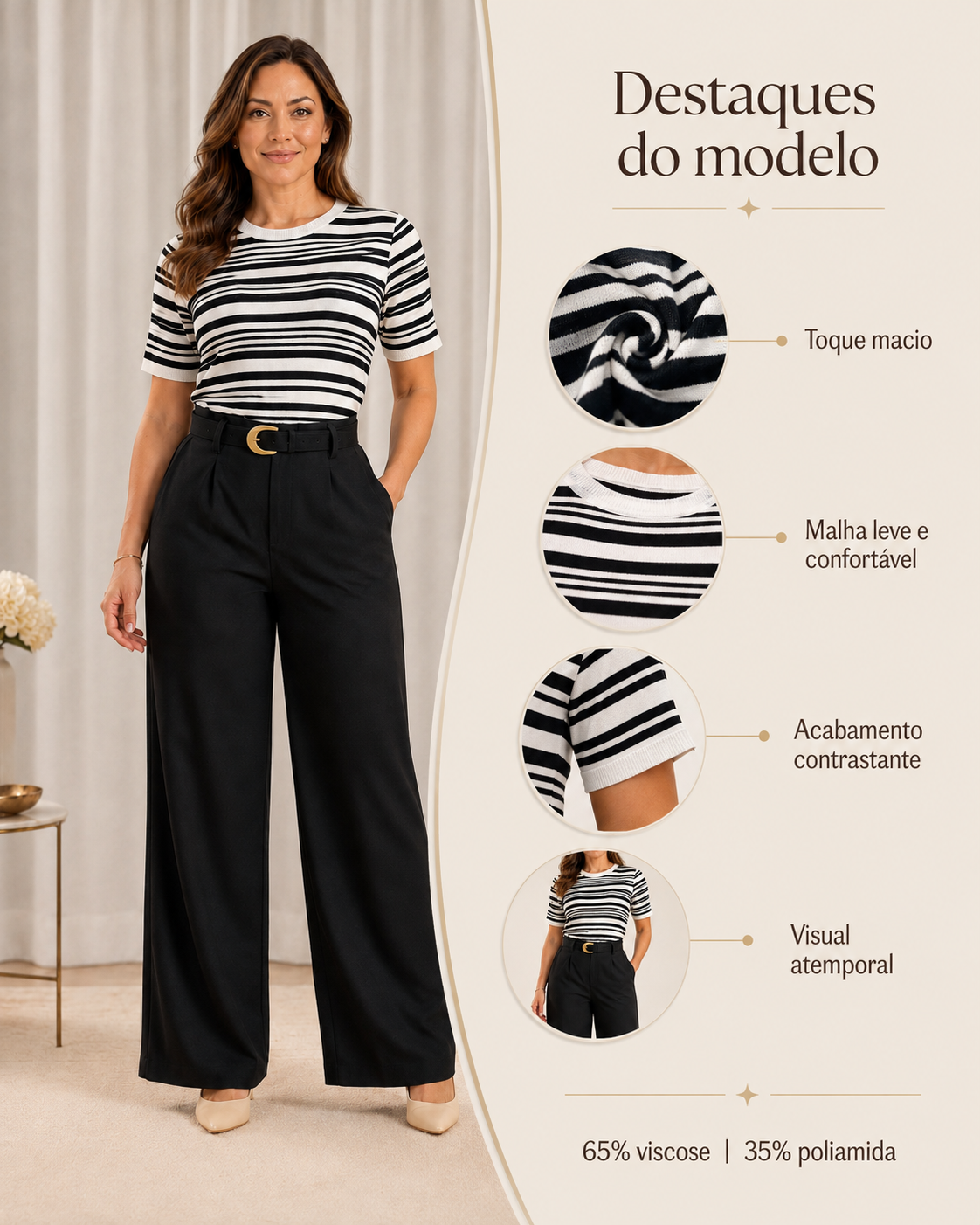 Blusa Modal Listrada Iris Preta
