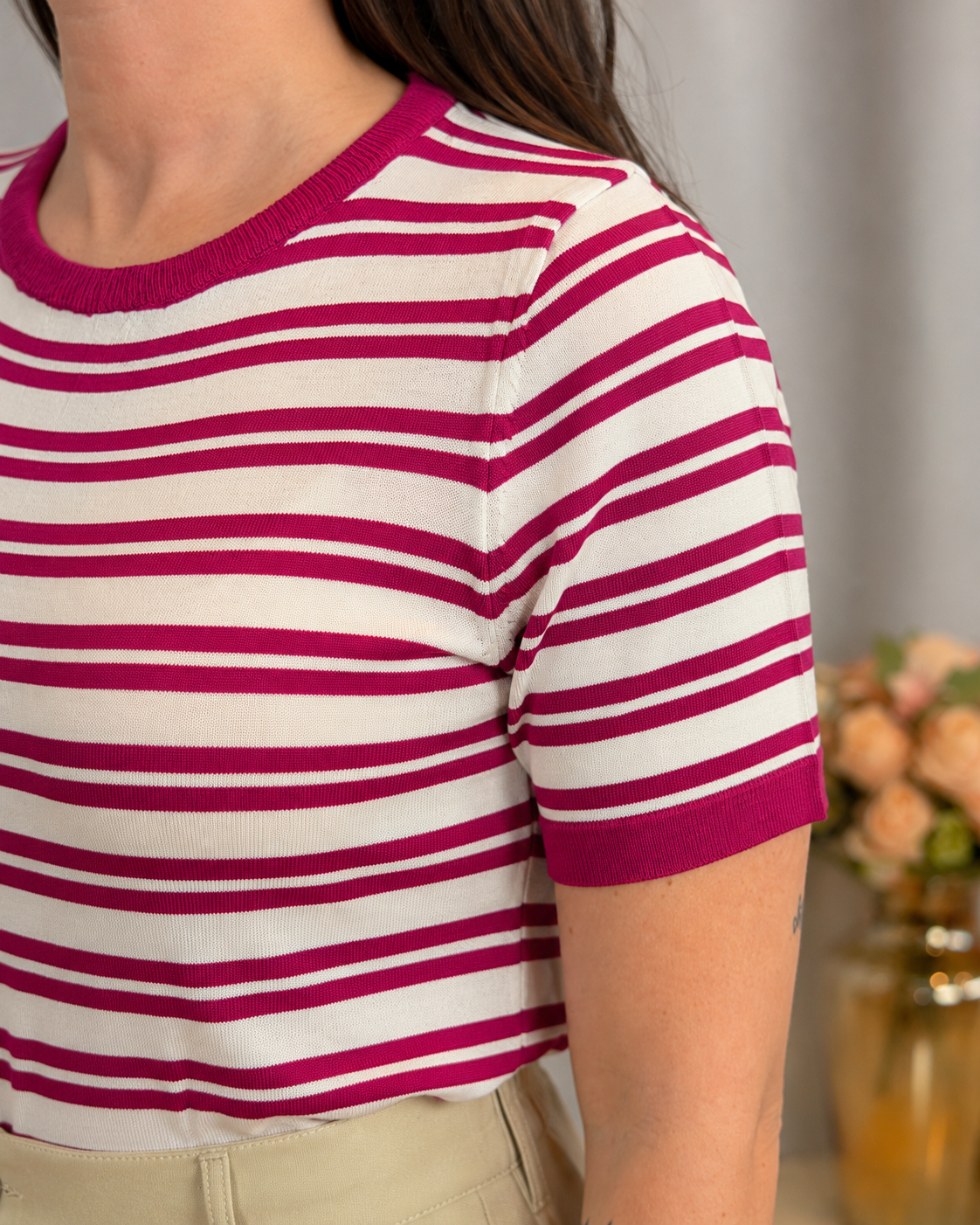 Blusa Modal Listrada Iris Rosa