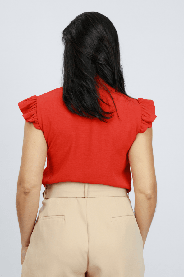 Blusa Textura Detalhe Laço Gola Lauane Vermelha - imporium
