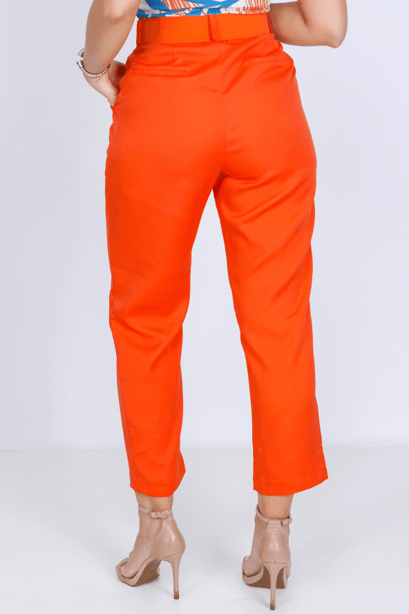 Calça Cenoura Cinto Encapado Laranja - imporium