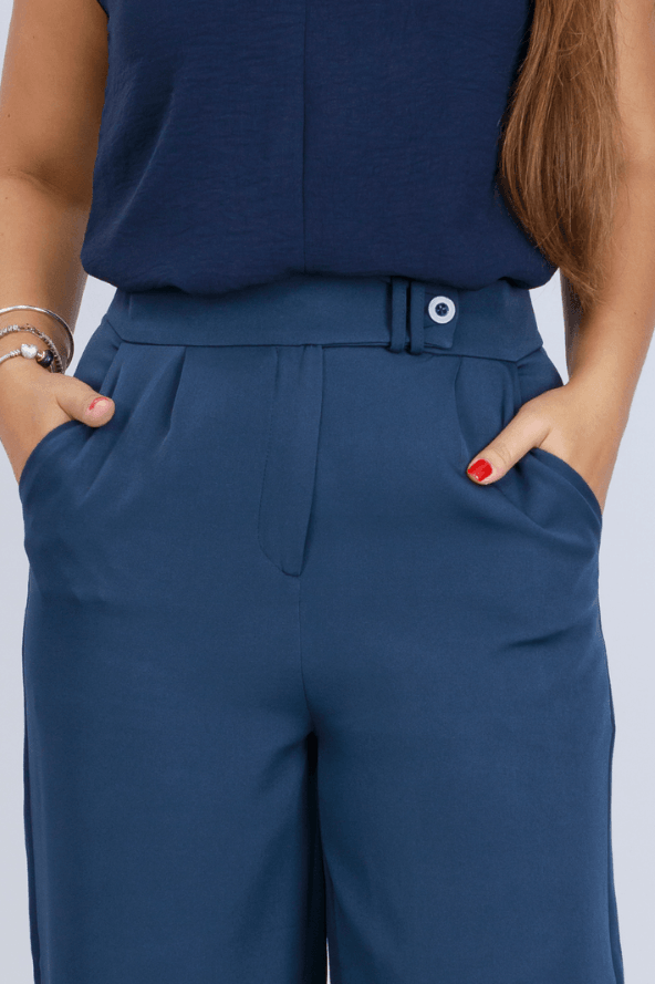 Calça Pantalona Alfaiataria Mariane Azul Marinho - imporium
