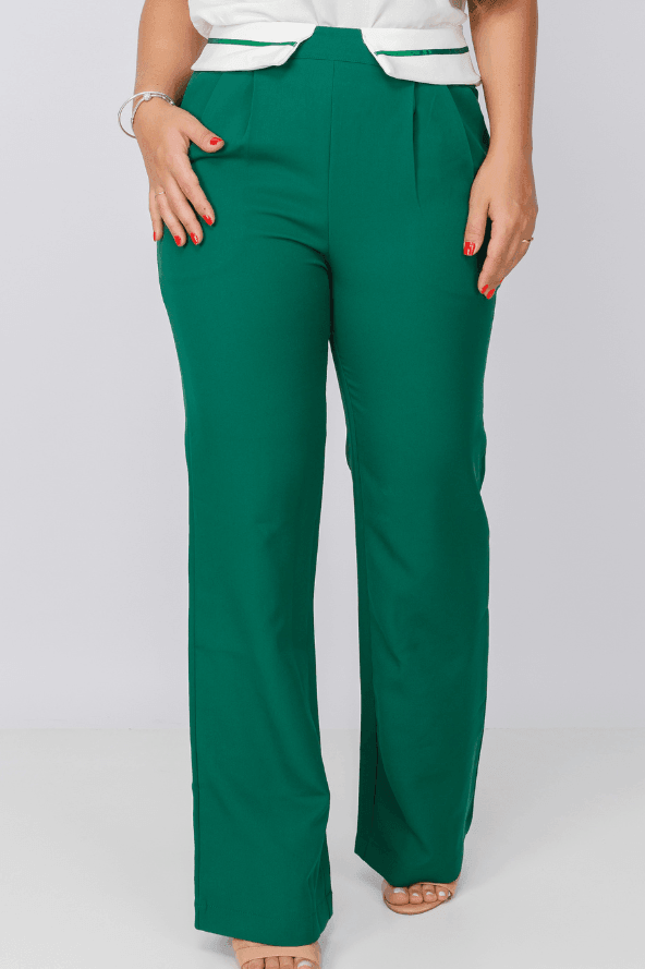 Calça Skinny Detalhe Cós Lapela Luana Verde - imporium