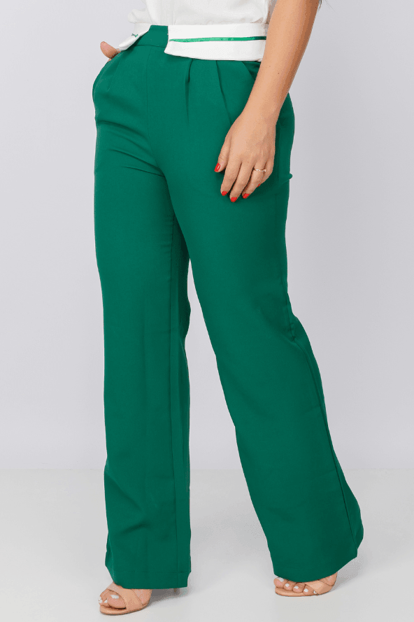 Calça Skinny Detalhe Cós Lapela Luana Verde - imporium