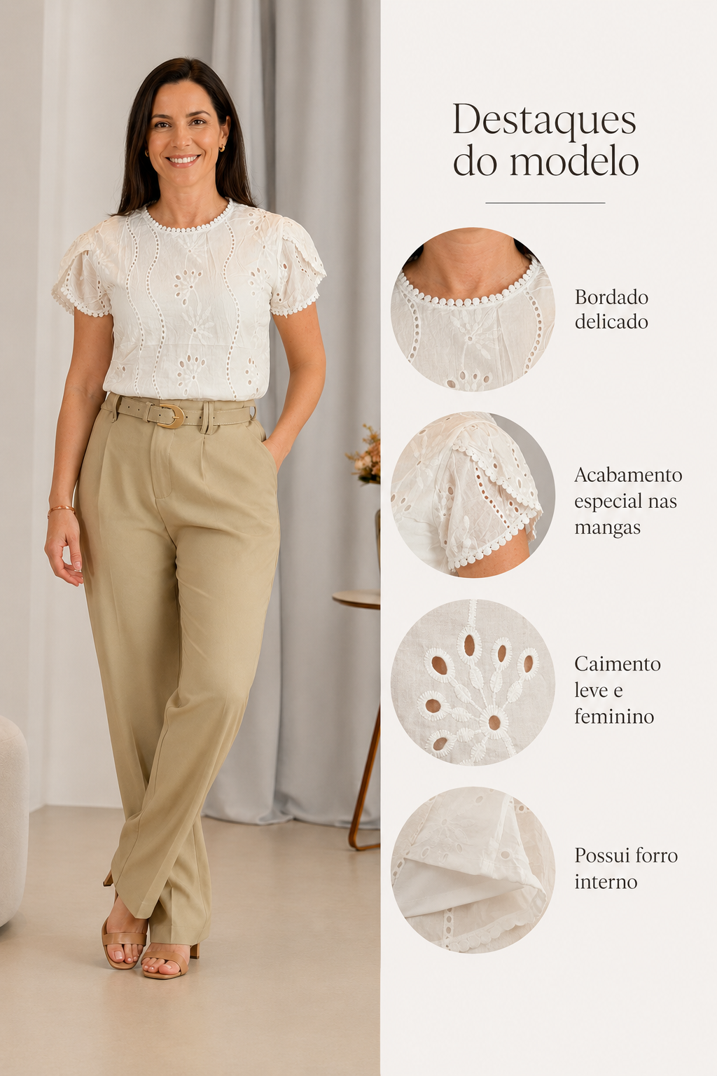 Blusa Laise com Manga Transpassada Valesca Branca