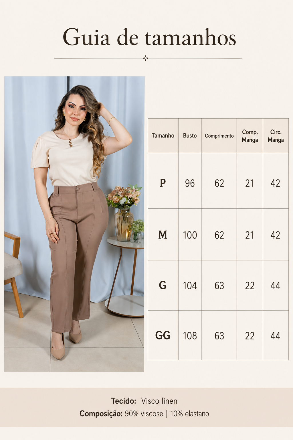 Blusa Visco Linen com Botões Chloe Creme