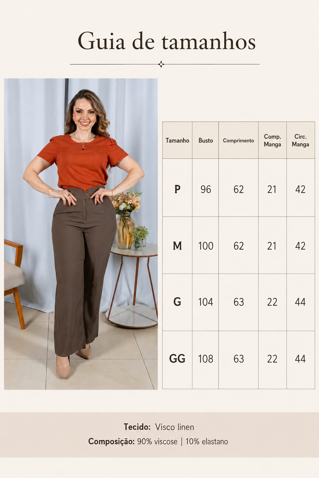Blusa Visco Linen com Botões Chloe Terracota