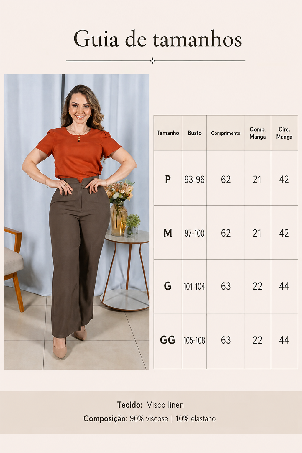 Blusa Visco Linen com Botões Chloe Terracota