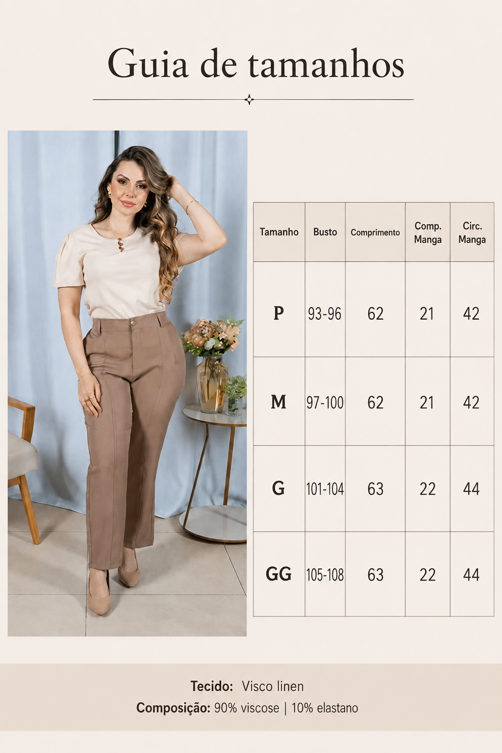 Blusa Visco Linen com Botões Chloe Creme