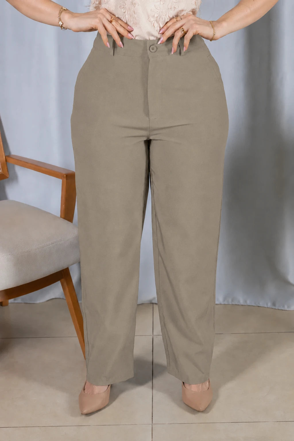 Calça Alfaiataria Corte Reto Cleo Verde
