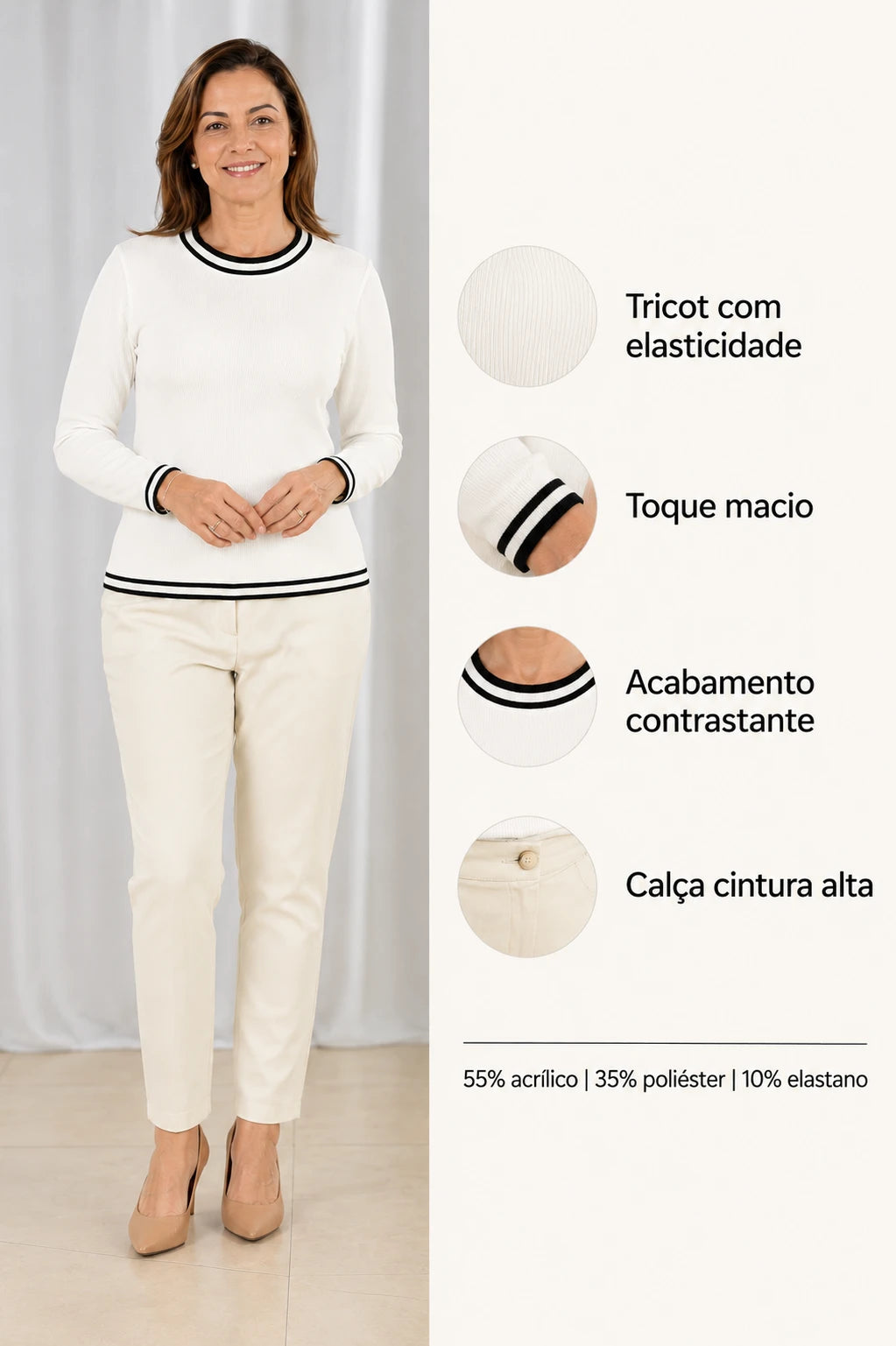 Blusa Manga Longa Confortável Daniela Branca