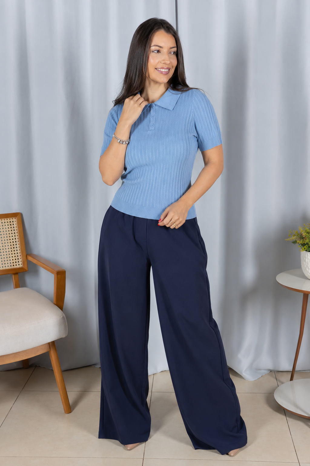 Blusa Modal Macia com Botões Julieta Verde