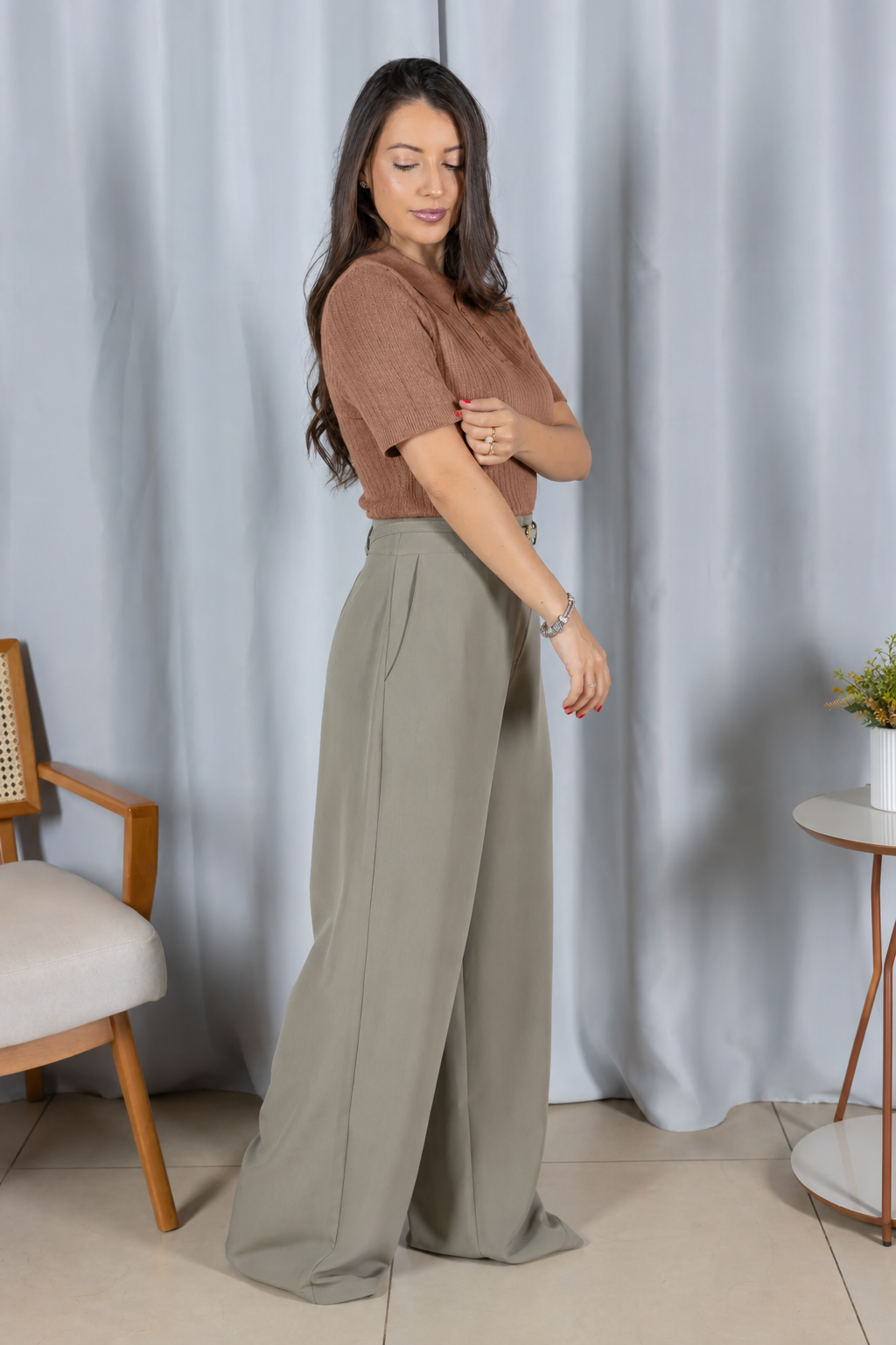 Blusa Modal Macia com Botões Julieta Bege
