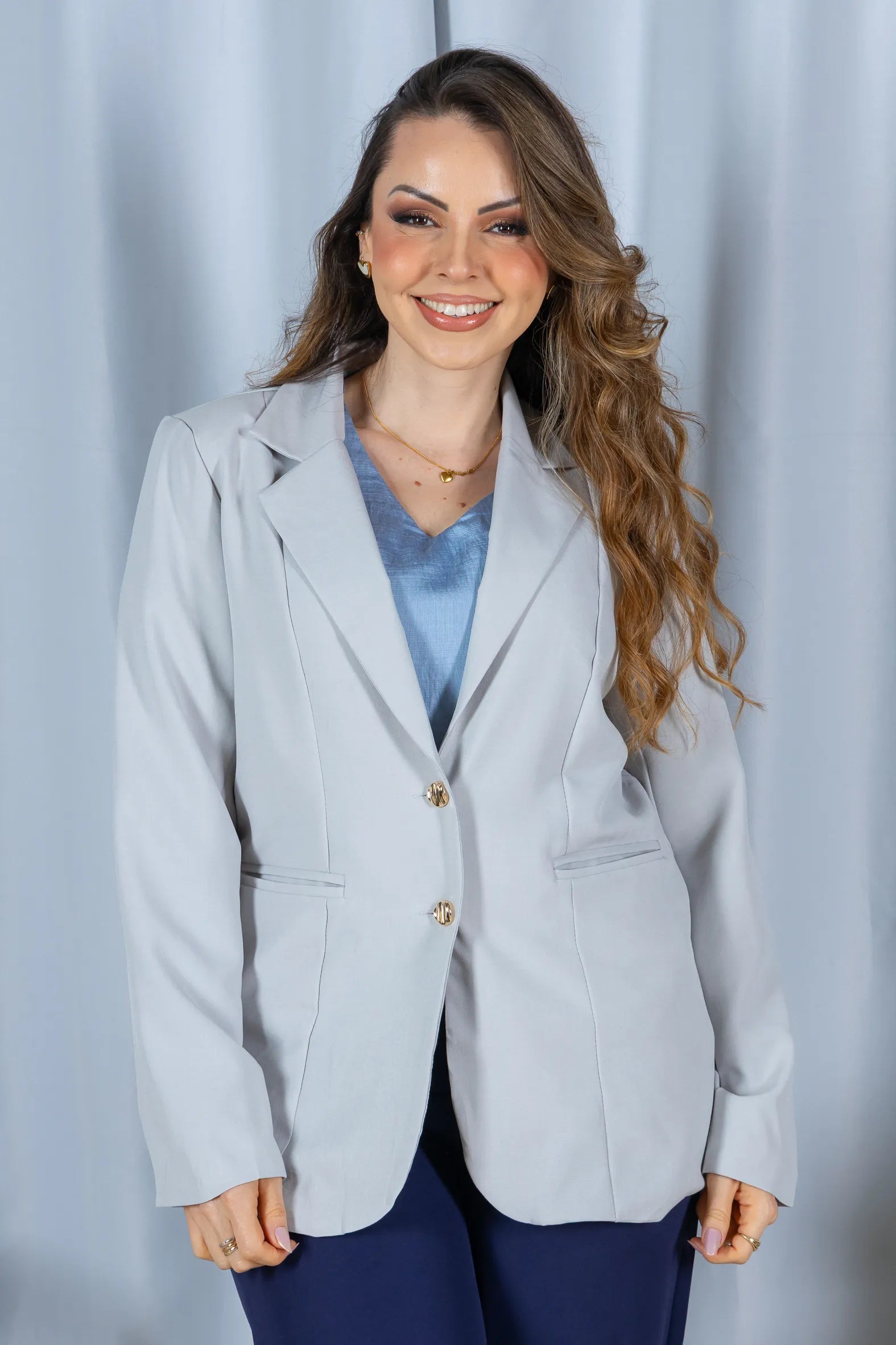 Blazer Estruturado Elegante Agatha Cinza
