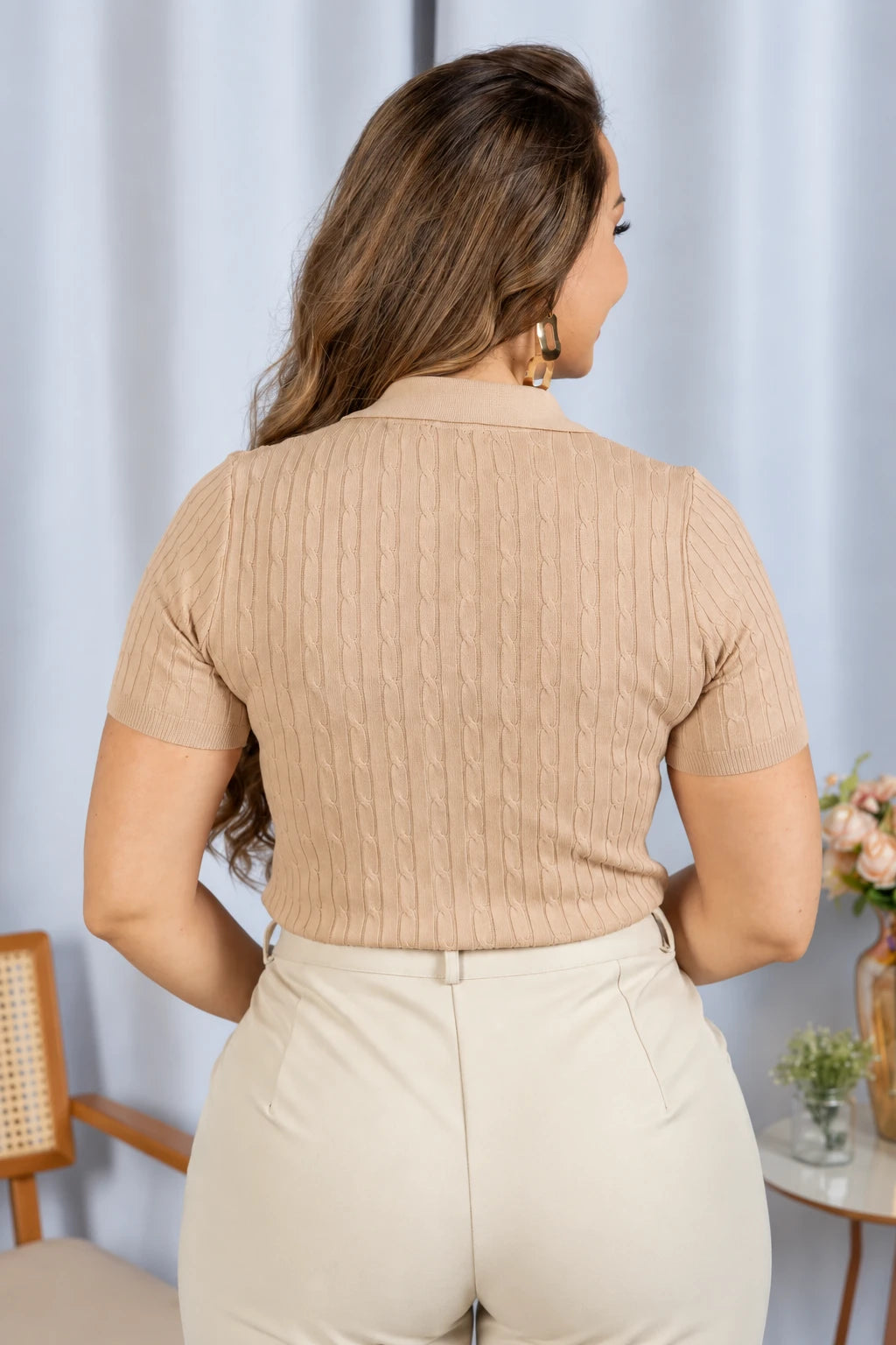 Blusa Modal Macia com Botões Juliete Bege - adicional 4