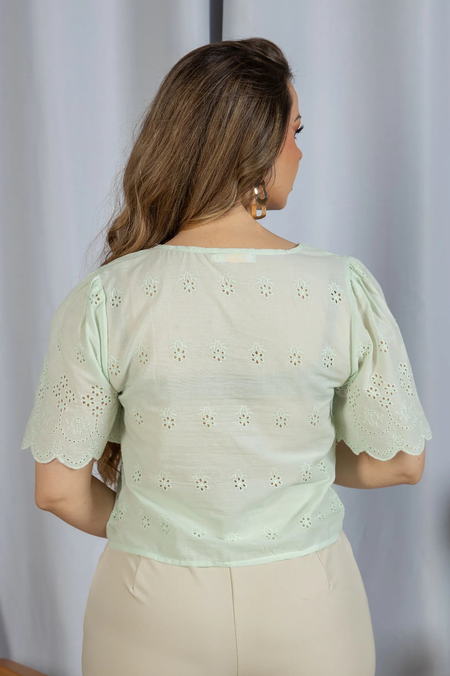 Blusa em Laise Leve e Delicada Clarissa Verde - adicional 8