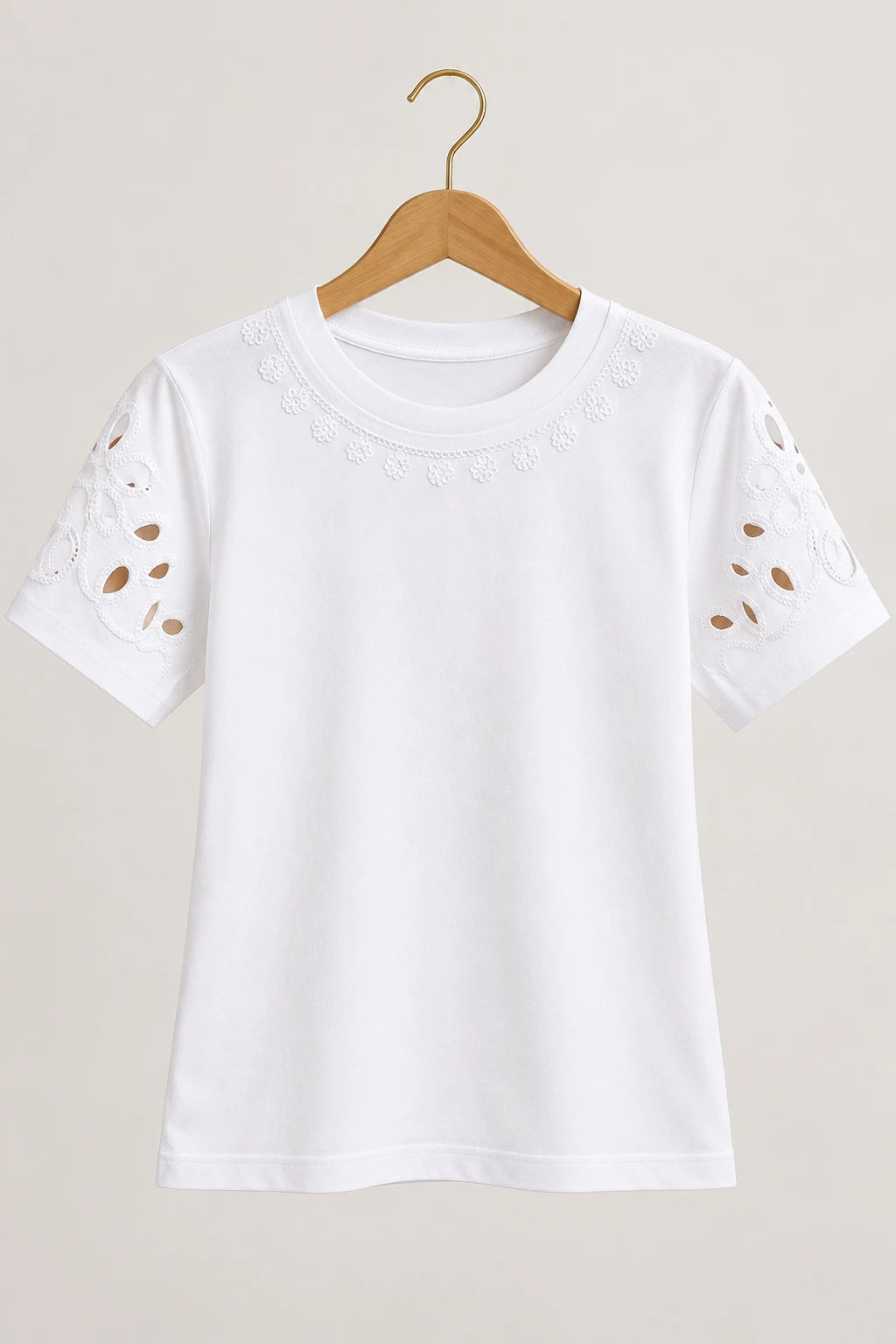 Blusa Confortável em Cotton Lycra com Manga Vazada Paula Branca - adicional 3