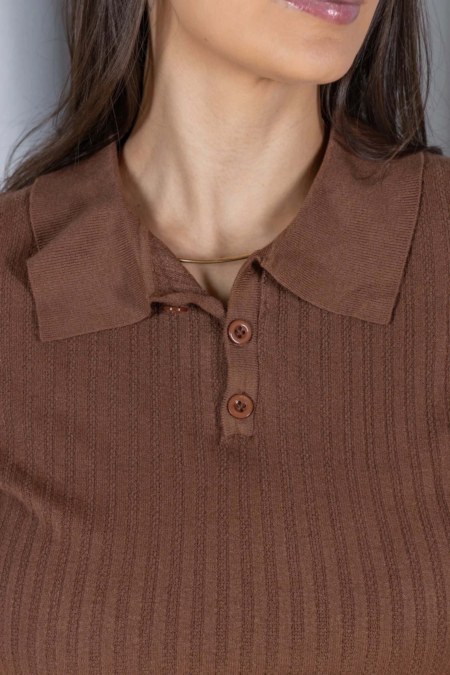 Blusa Modal Macia com Botões Julieta Marrom