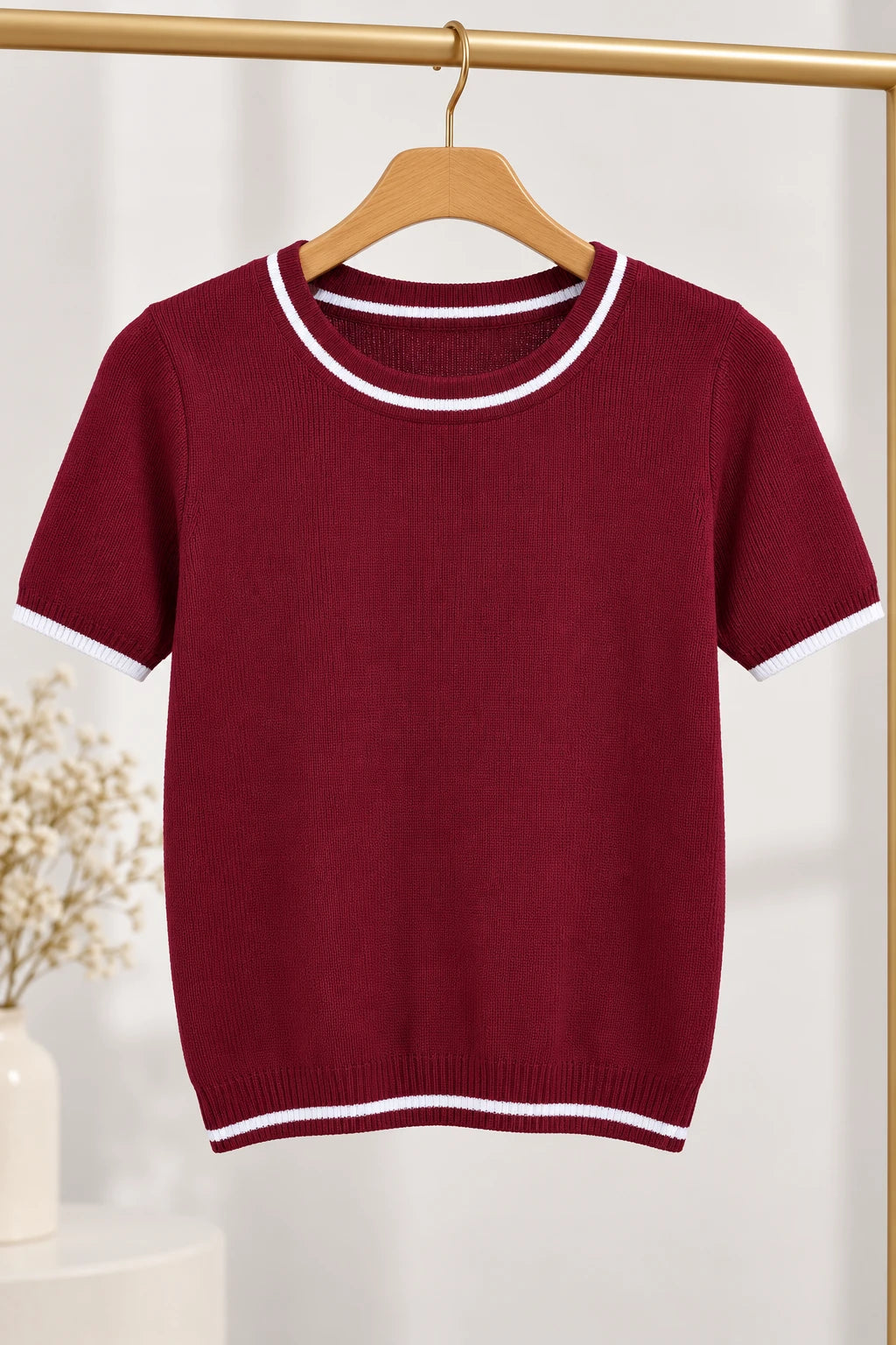 Blusa Confortável com Acabamento Contrastantes Janaína Marsala - frente