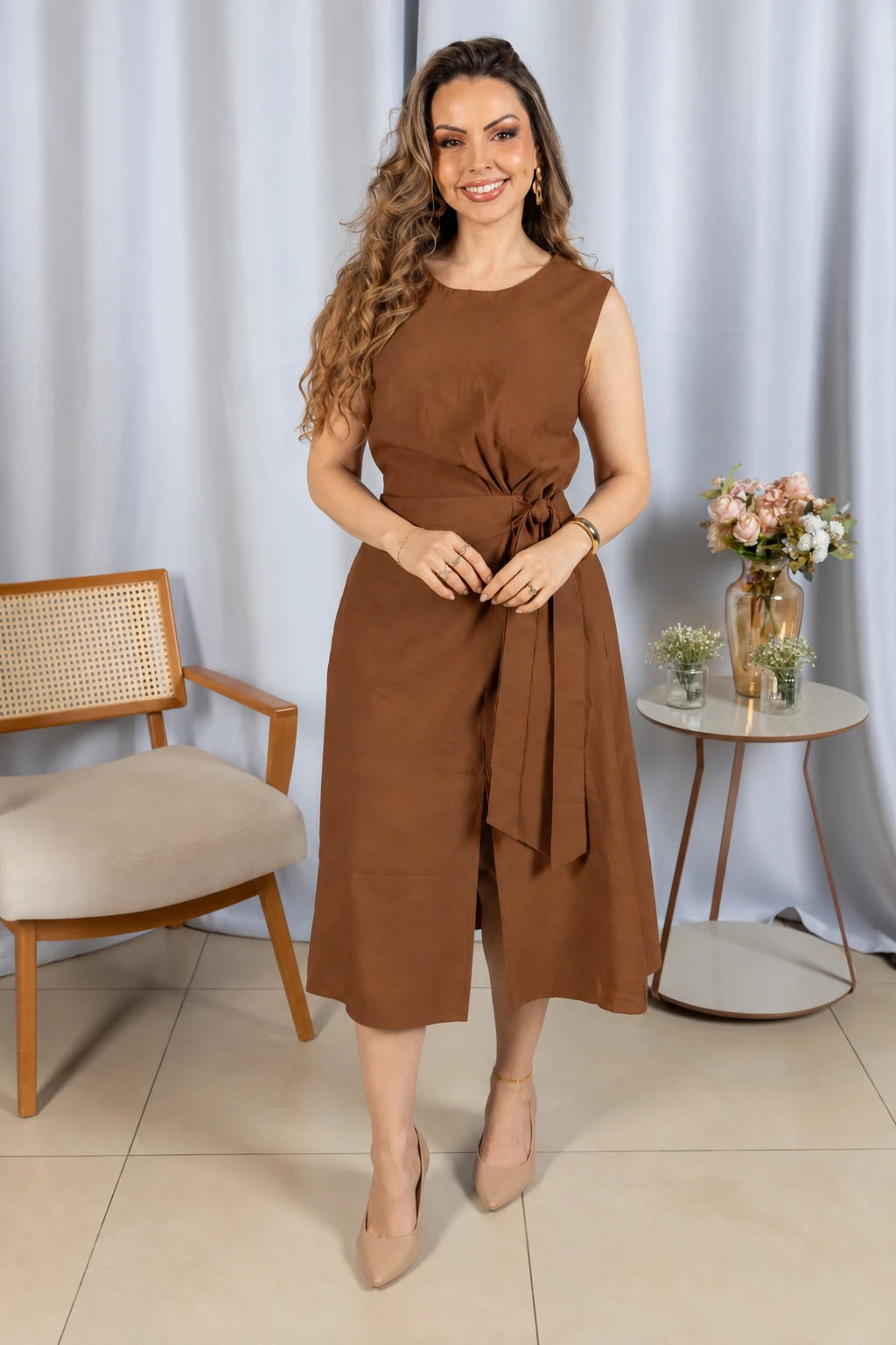 Vestido Leve em Visco Urban Cássia Marrom - adicional 5