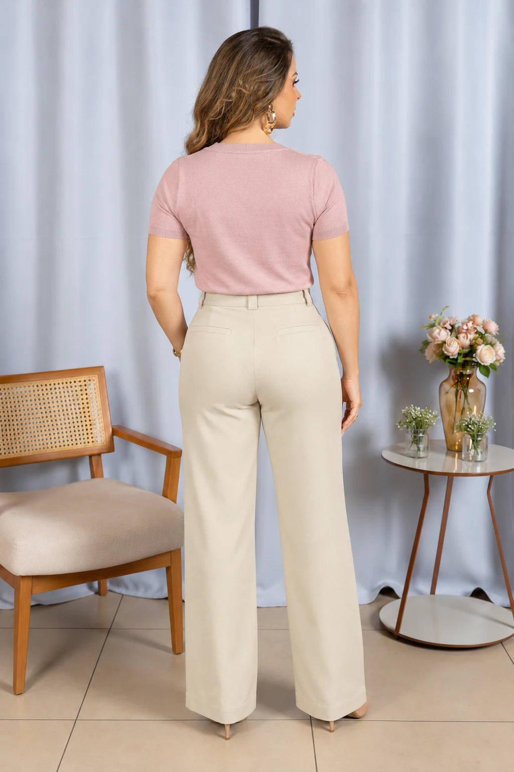 Blusa Leve em Modal Soraya Rosa - costas
