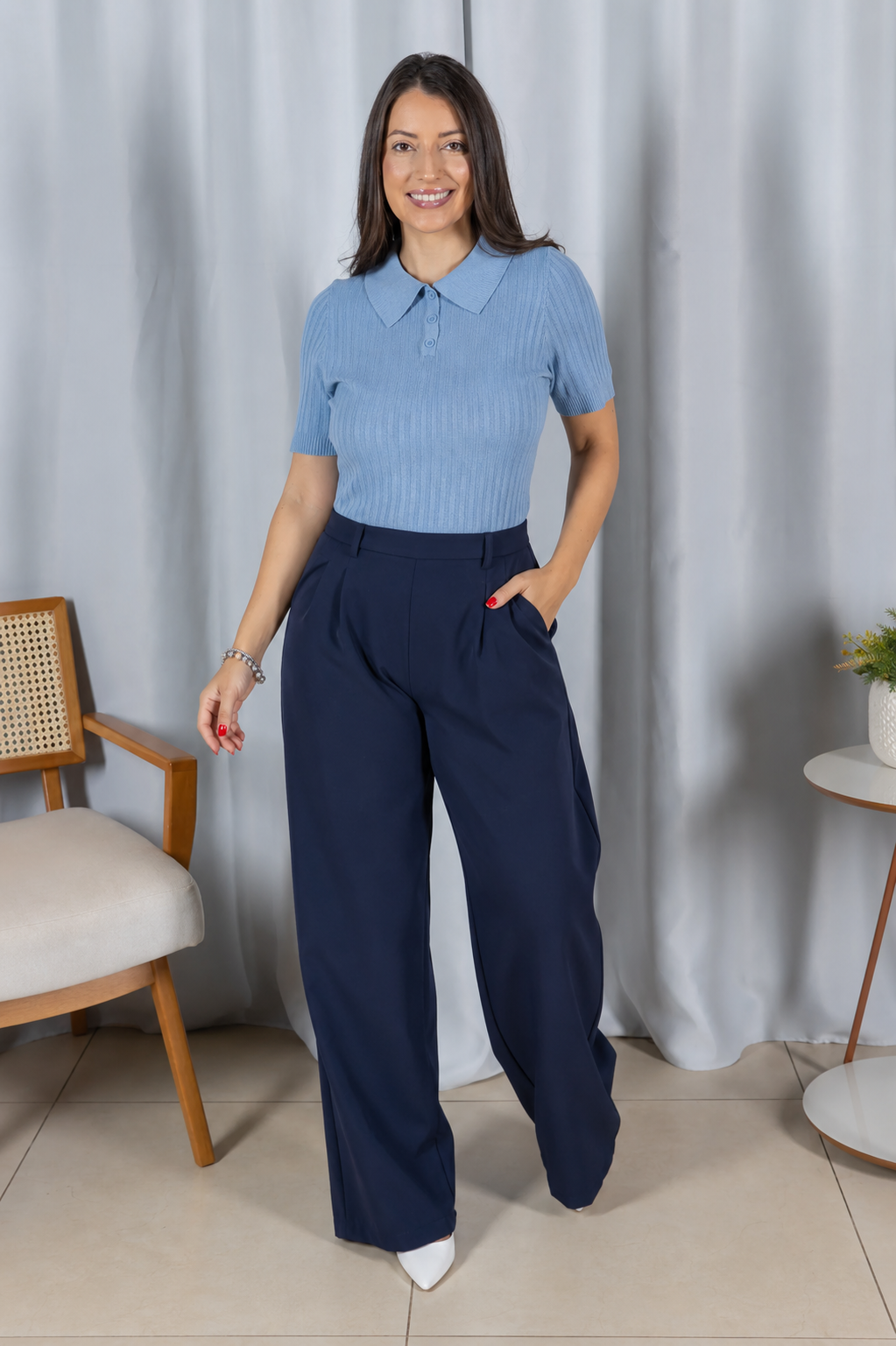 Blusa Modal Macia com Botões Julieta Verde