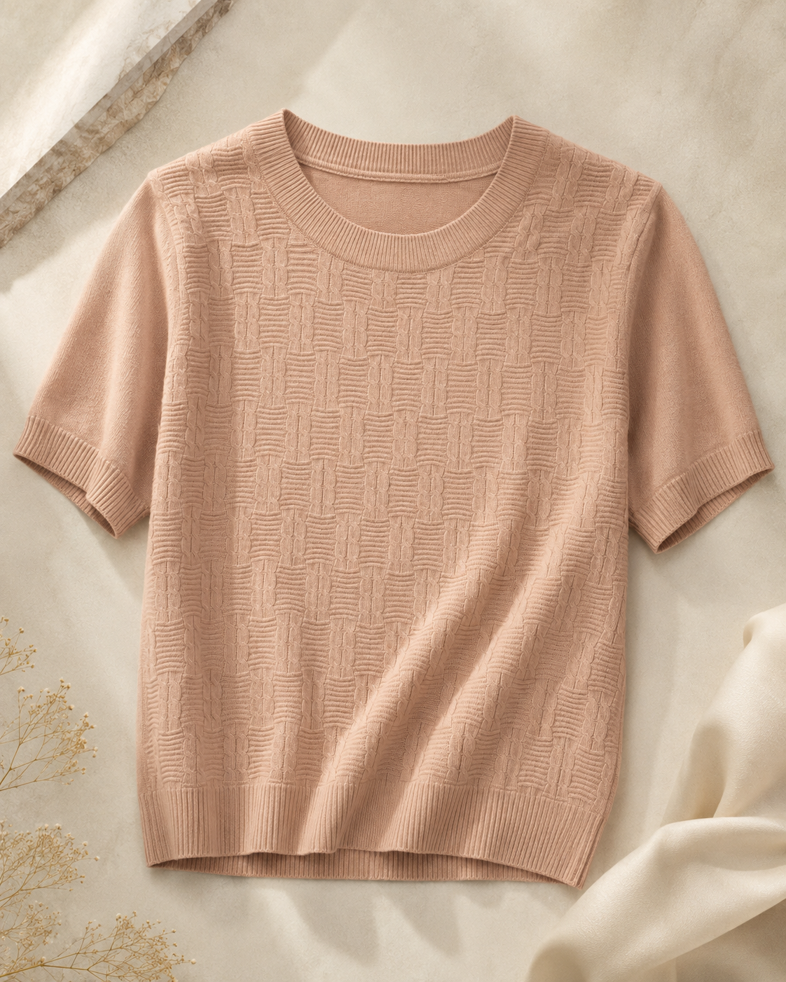 Blusa Manga Curta em Modal Texturizado Ariana Rosa - adicional 3