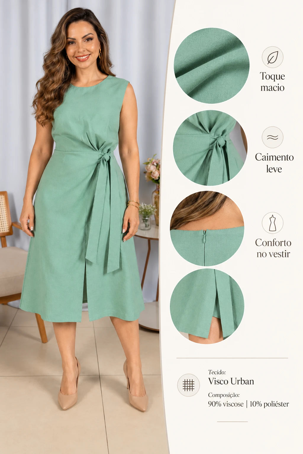 Vestido Leve em Visco Urban Cássia Verde - adicional 3