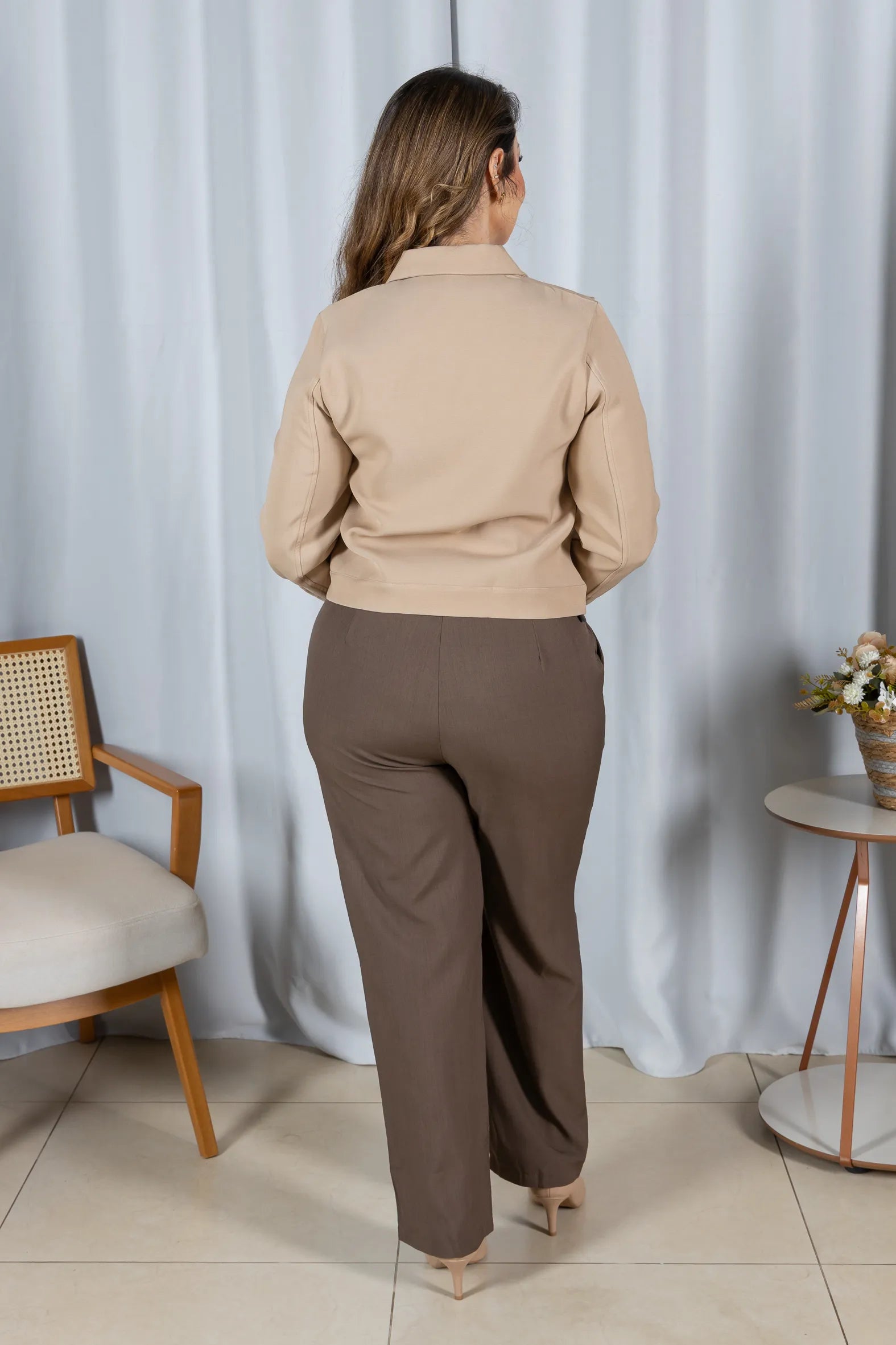 Jaqueta Alfaiataria Moderna Nina Creme