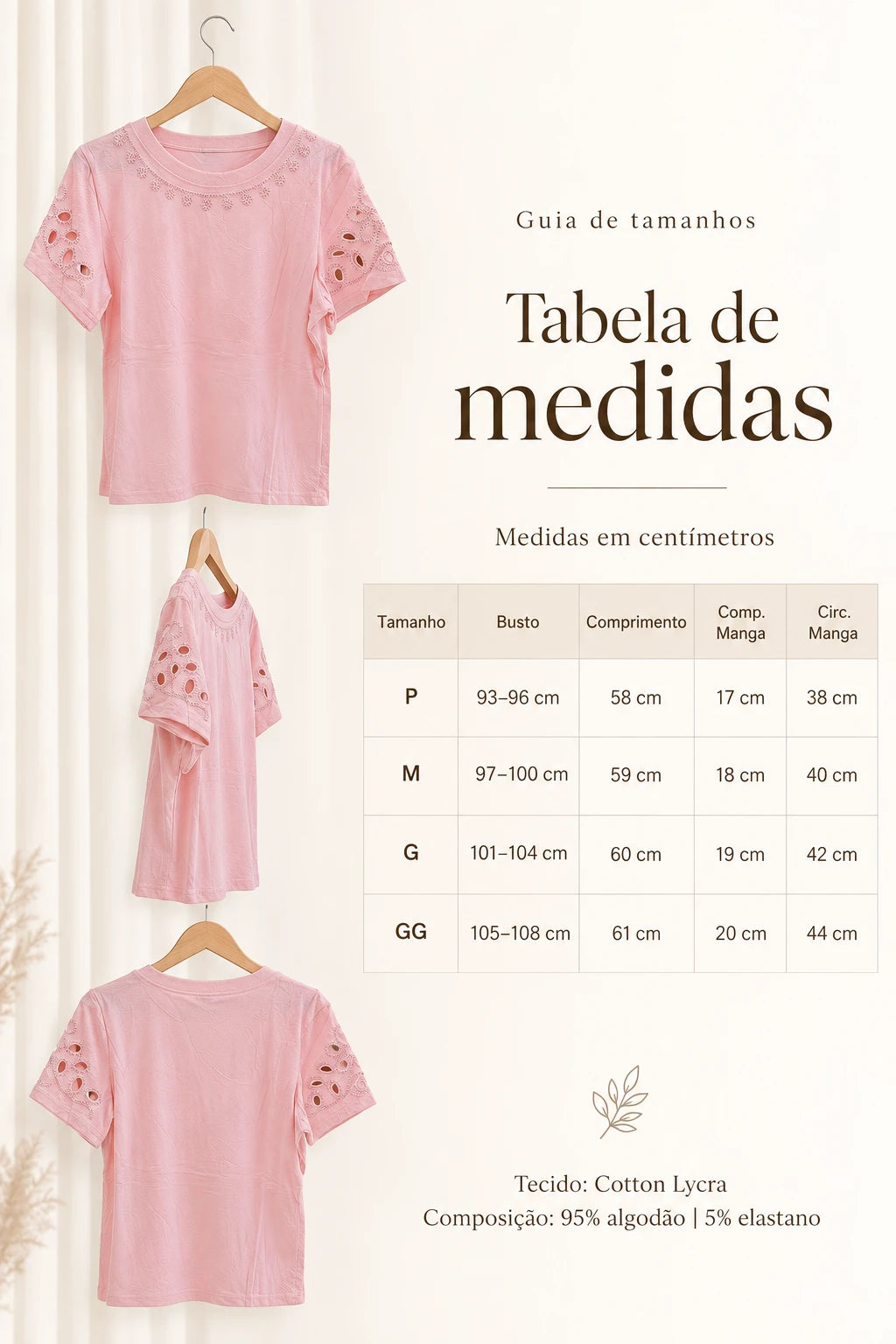 Blusa Confortável em Cotton Lycra com Manga Vazada Paula Rosa - adicional 5