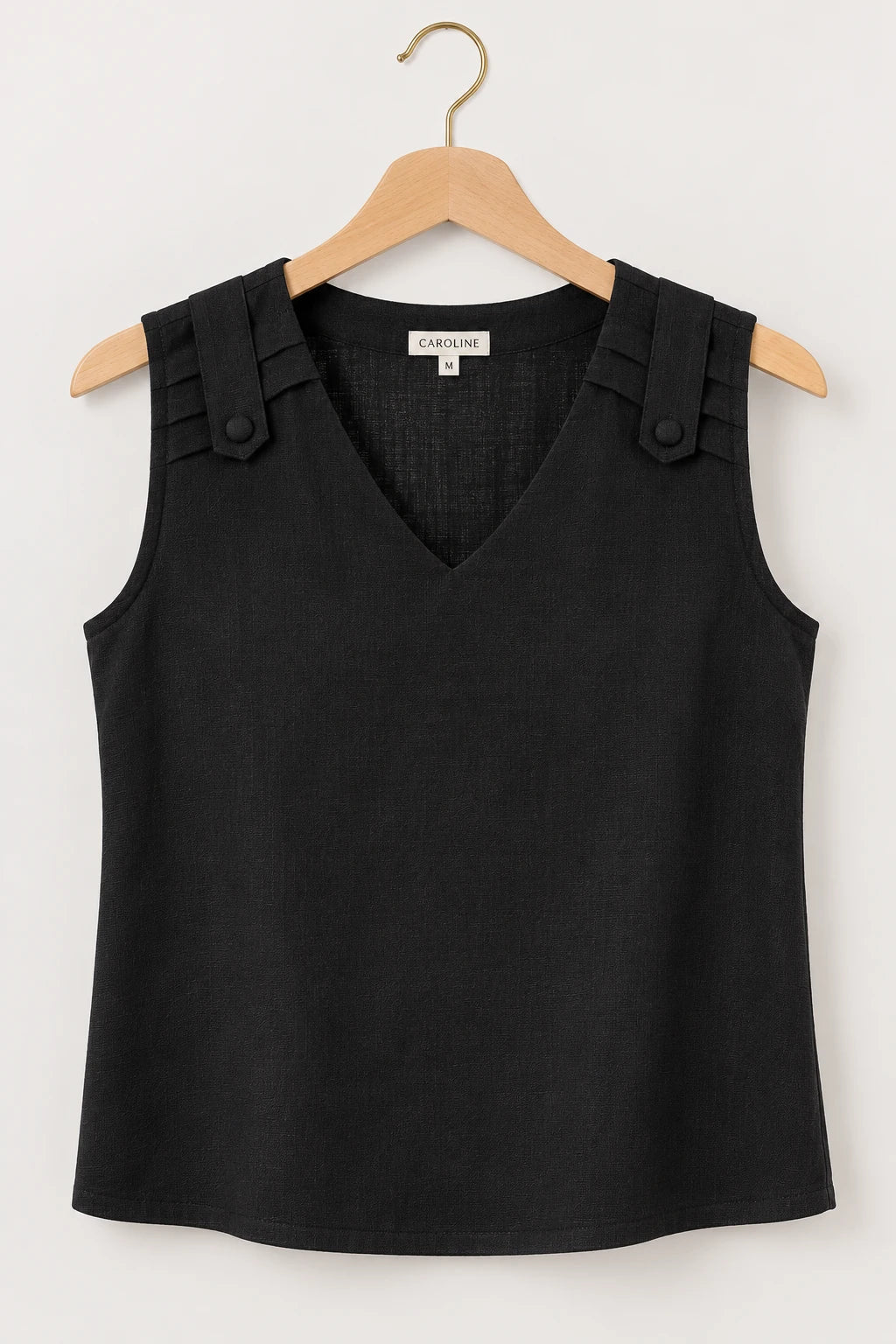 Blusa Regata em Poli-Linho Caroline Preta - adicional 2