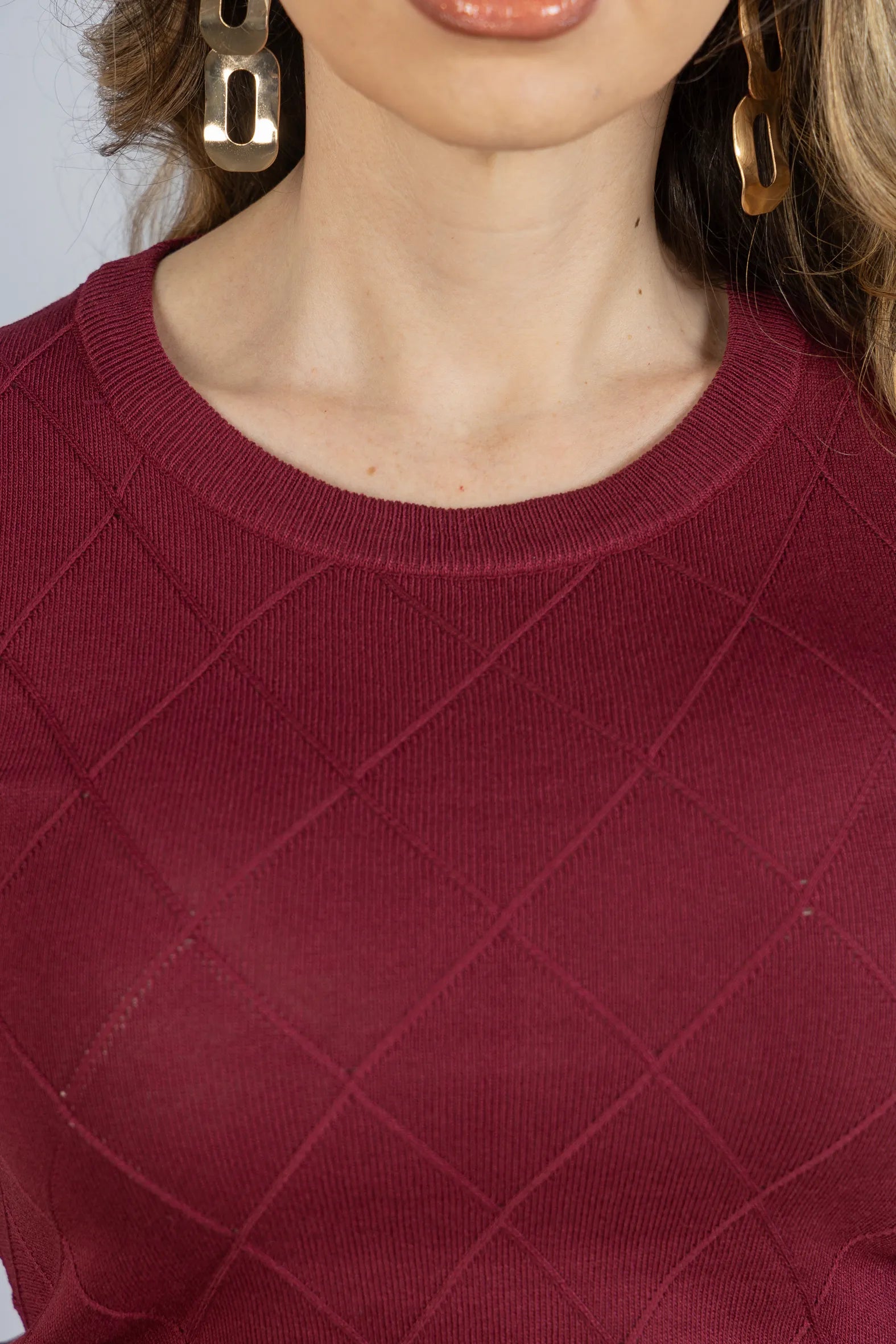 Blusa Manga Curta em Modal Bruna Marsala - costas