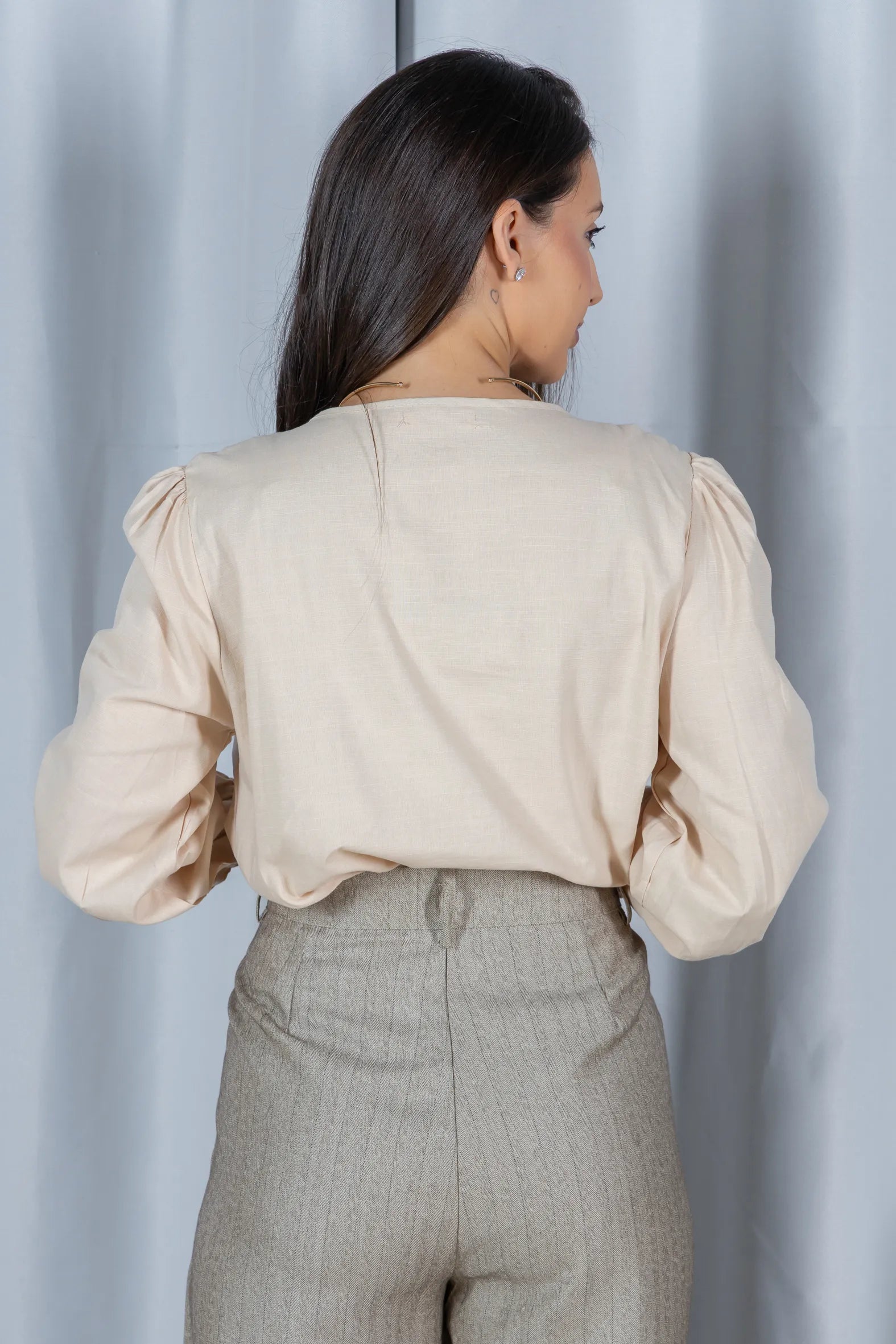 Blusa Cotton Visco com Bordado Artesanal Daiane Creme - variação adicional 4