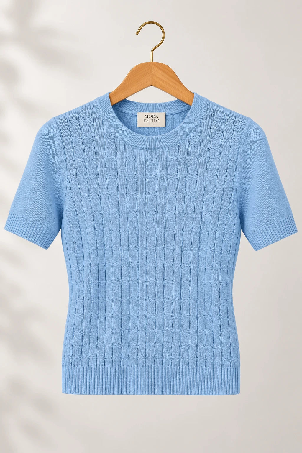Blusa Manga Curta em Modal Canelado Tatiane Azul - costas