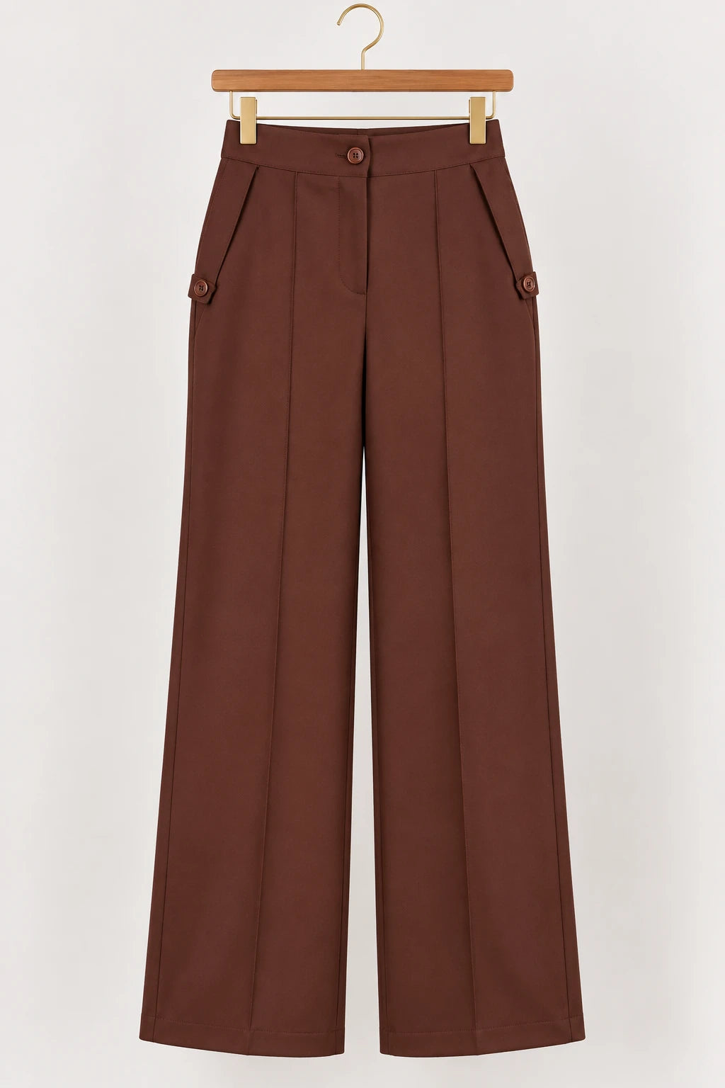Calça Pantalona Confortável Cós com Elástico Simone Marrom - adicional 1