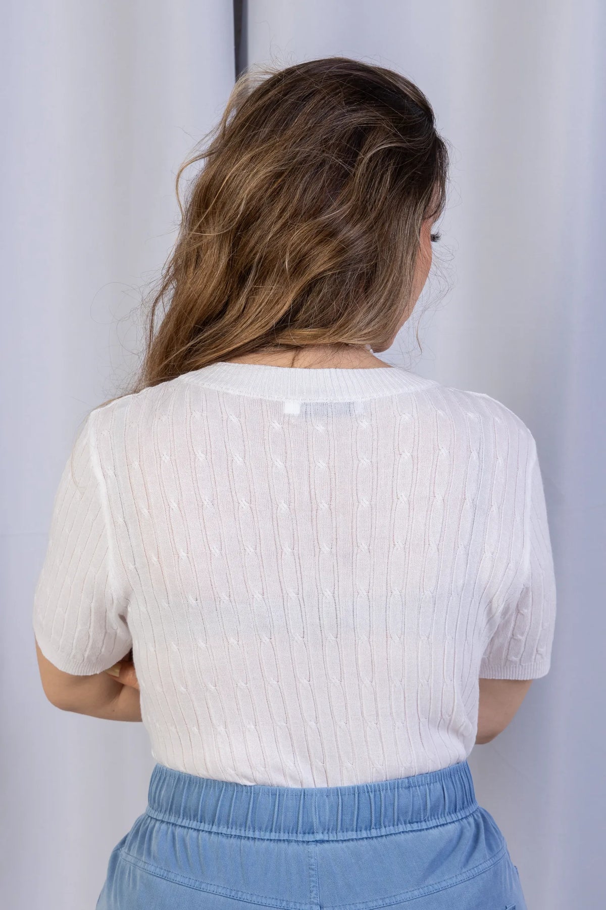 Blusa Manga Curta Decote V Modal Laiane Branca