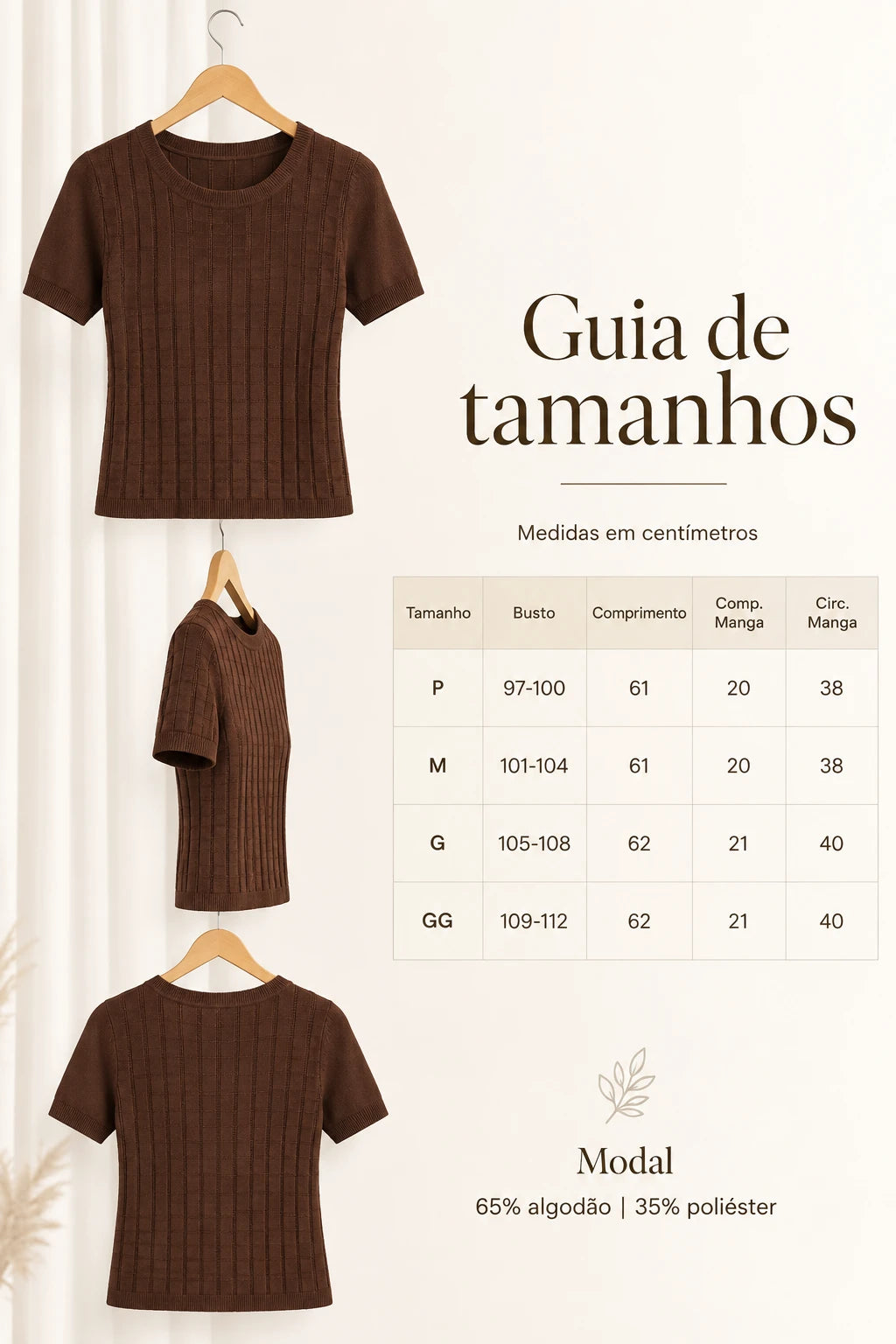 Blusa Leve em Modal Soraya Marrom - adicional 1