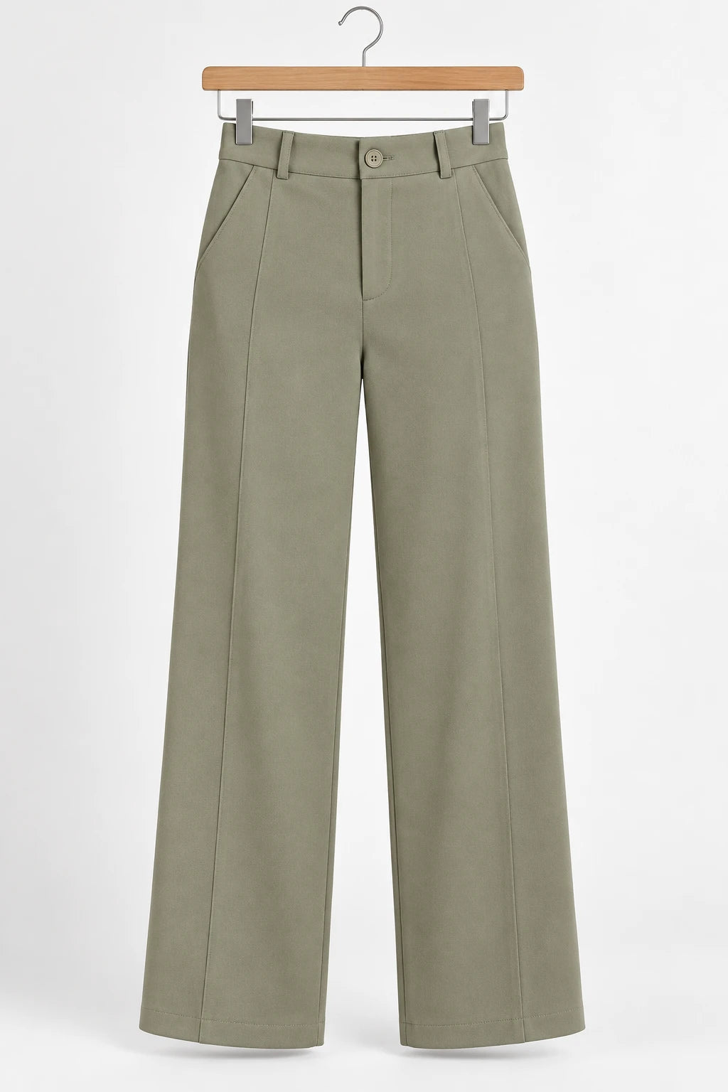 Calça Alfaiataria Corte Reto Friso Joyce Verde - frente