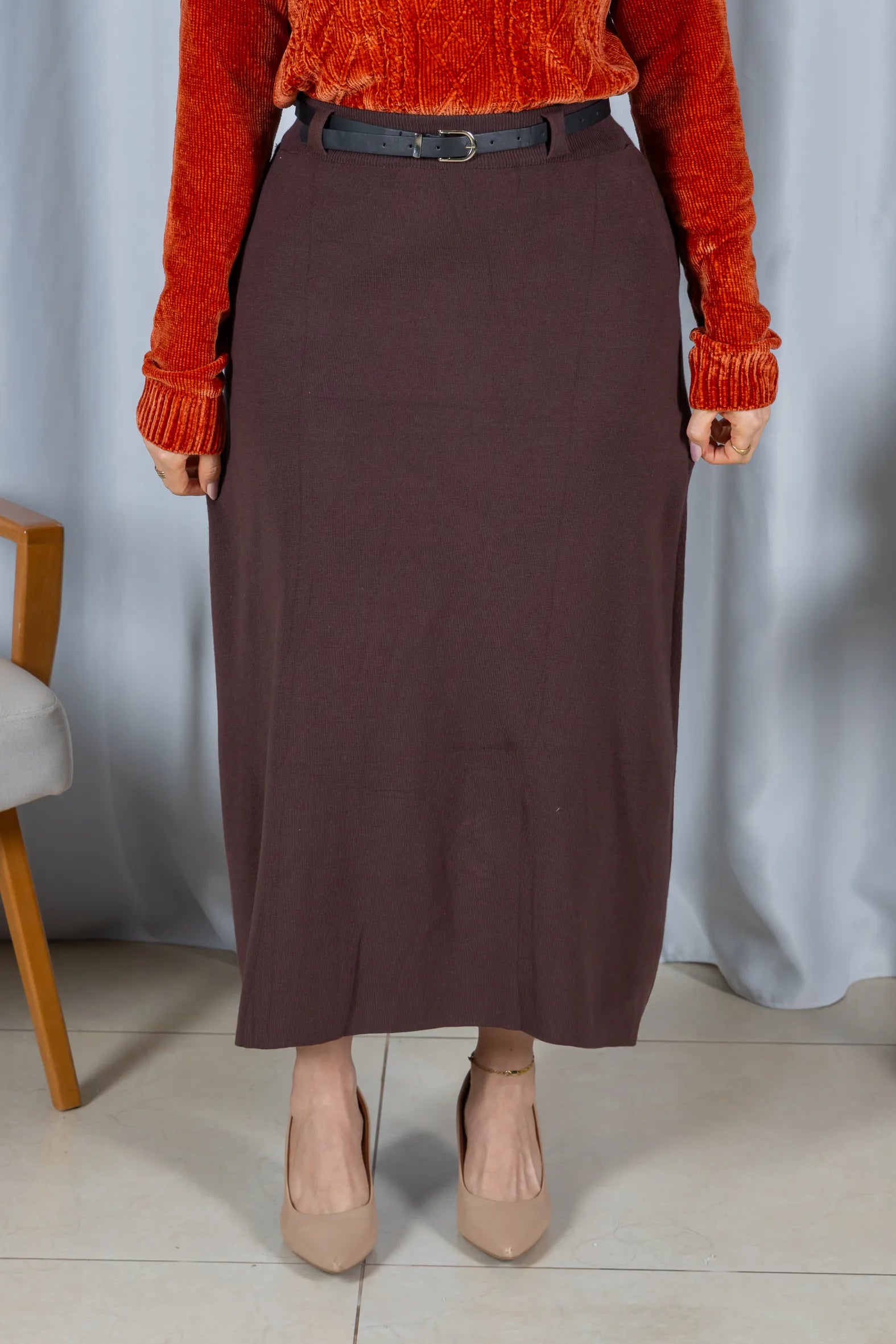 Saia Midi em Modal Confortável Matilda Marrom