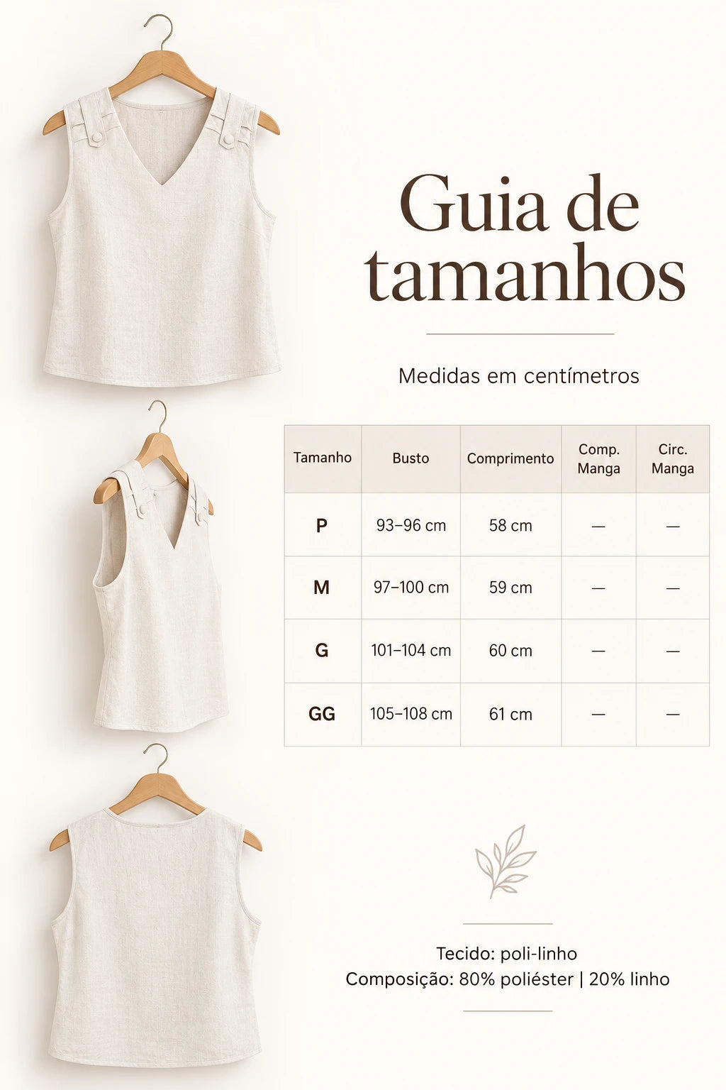 Blusa Regata em Poli-Linho Caroline Off White - costas