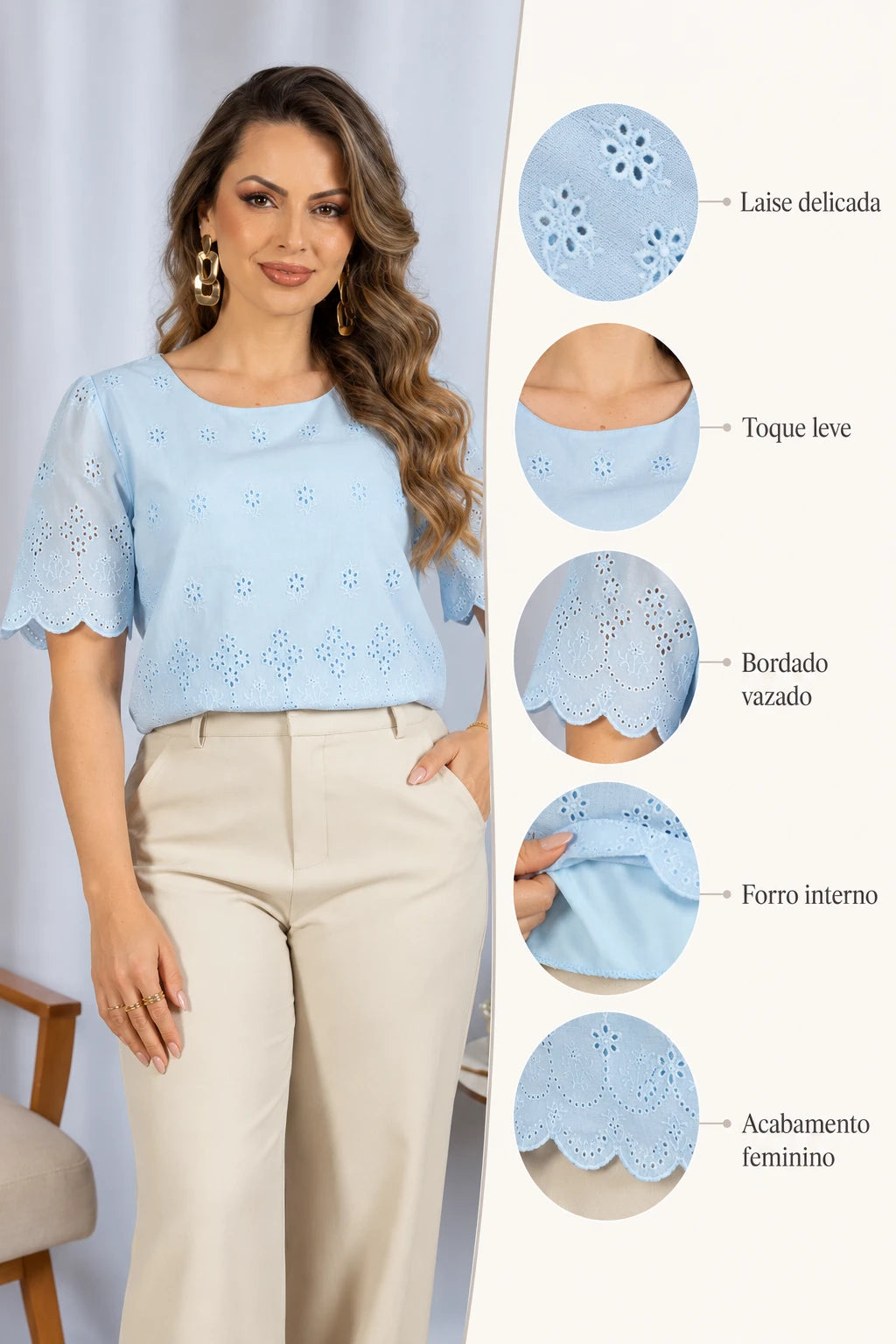 Blusa em Laise Leve e Delicada Clarissa Azul - benefícios