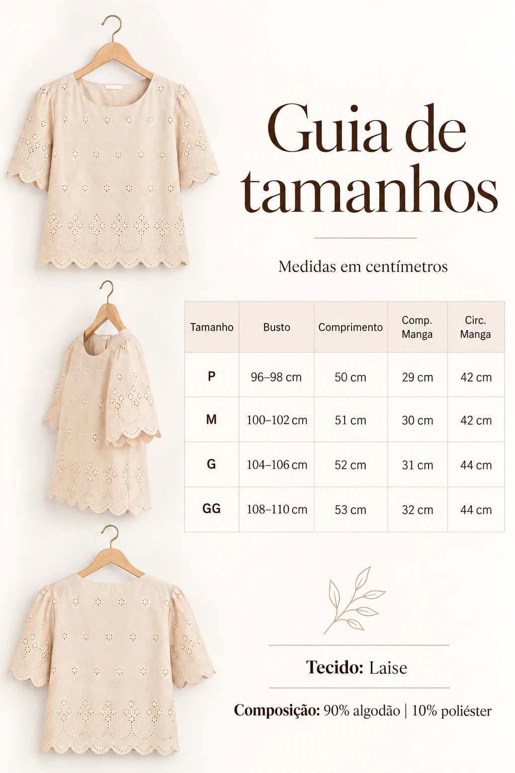 Blusa em Laise Leve e Delicada Clarissa Bege - adicional 5