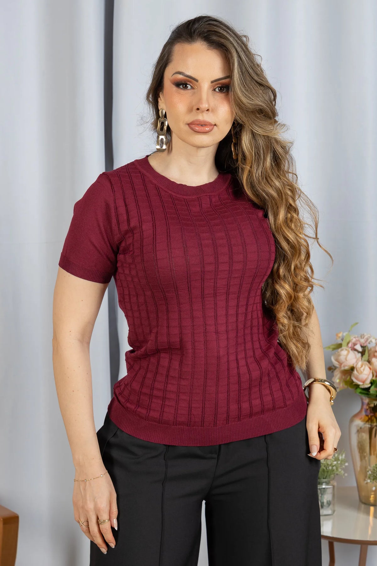 Blusa Leve em Modal Soraya Marsala - frente