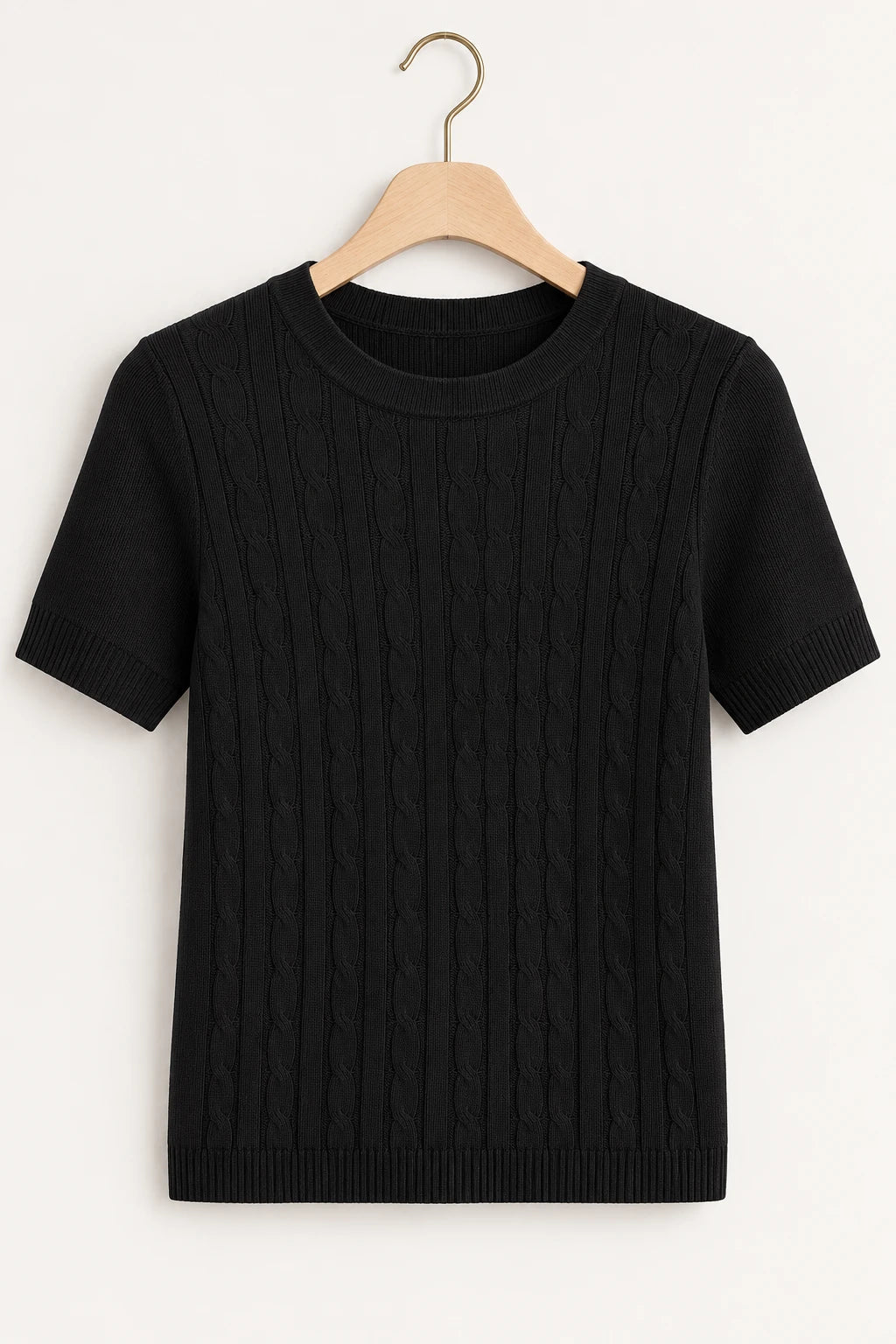 Blusa Manga Curta em Modal Canelado Tatiane Preta - adicional 4