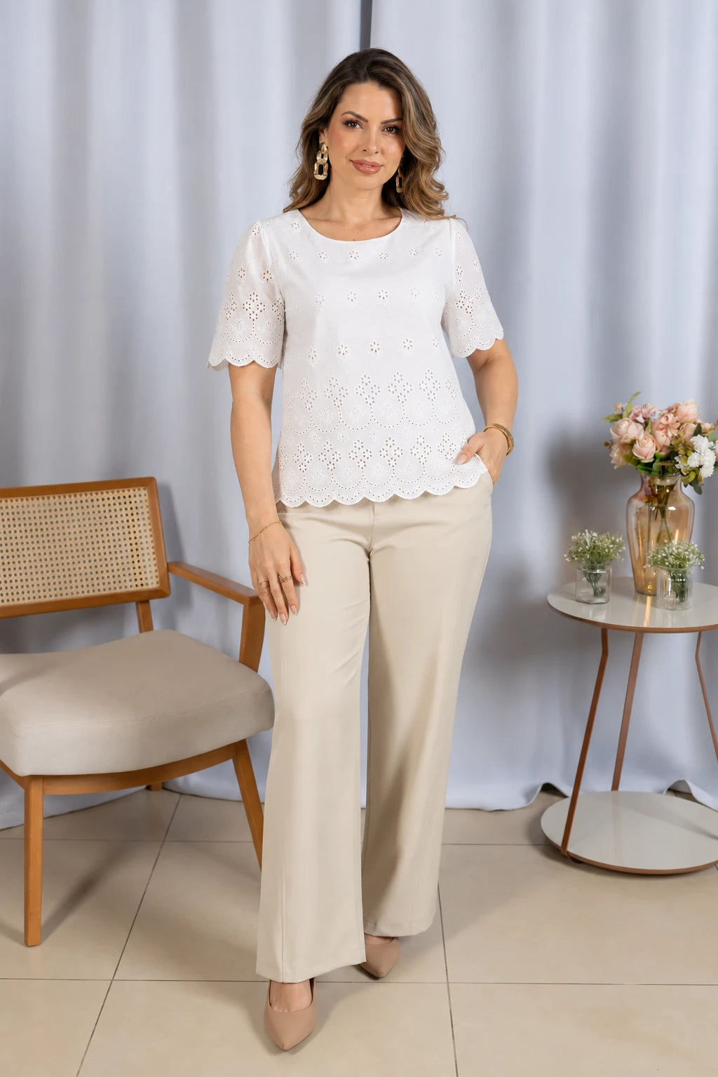Blusa em Laise Leve e Delicada Clarissa Branca - adicional 3