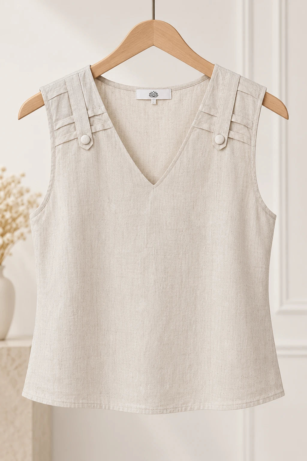 Blusa Regata em Poli-Linho Caroline Creme - tabela de medidas