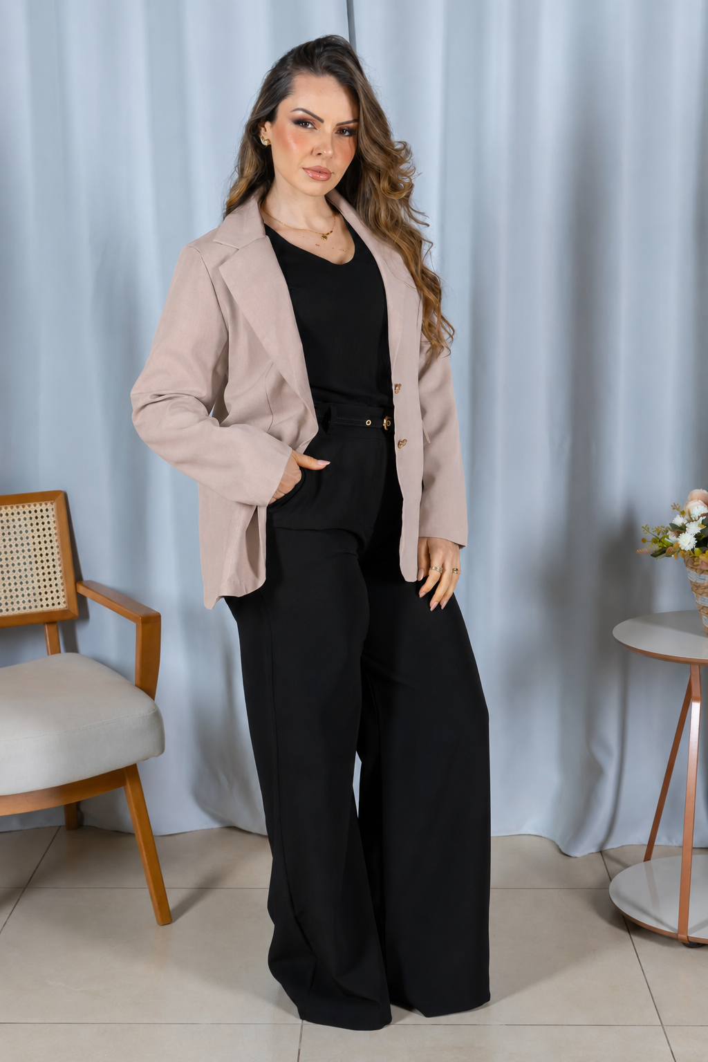 Blazer Estruturado Elegante Agatha Bege