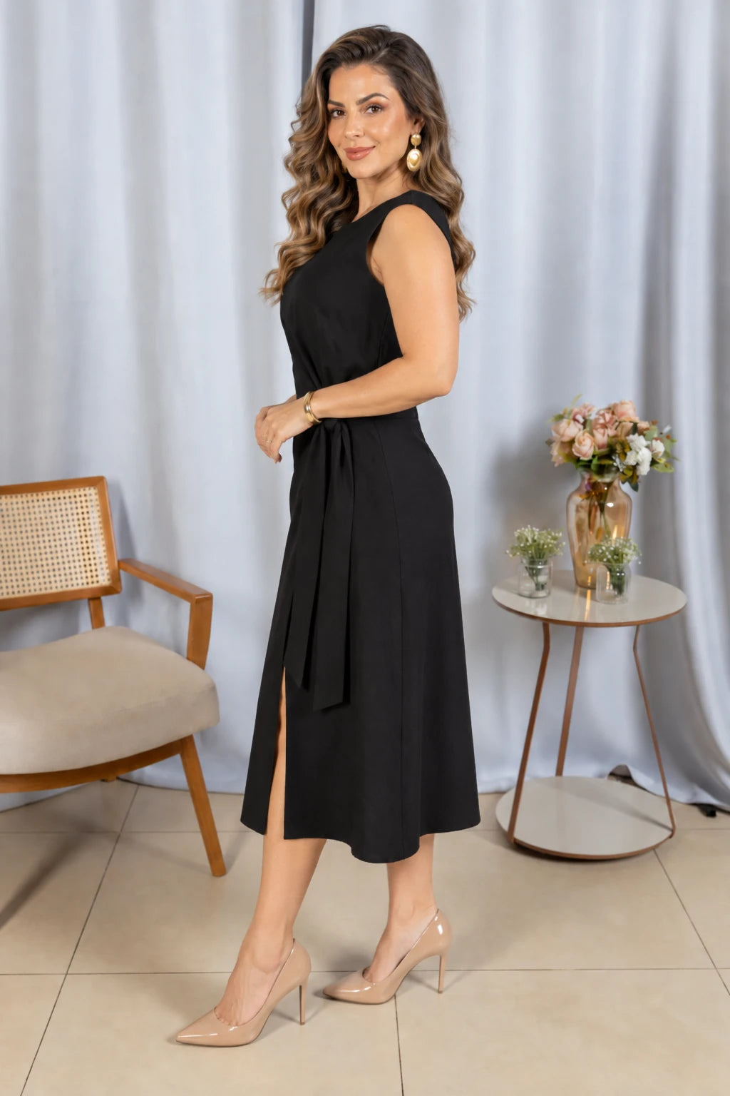 Vestido Leve em Visco Urban Cássia Preto - adicional 5