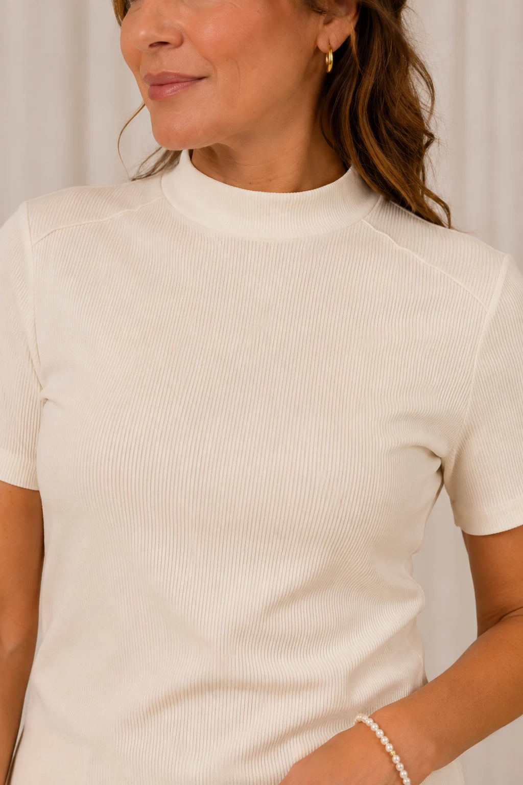 Blusa Malha Canelada que Estica Emília Branca