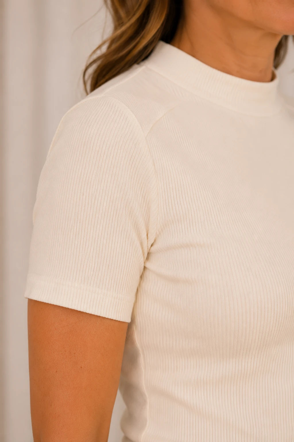 Blusa Malha Canelada que Estica Emília Branca