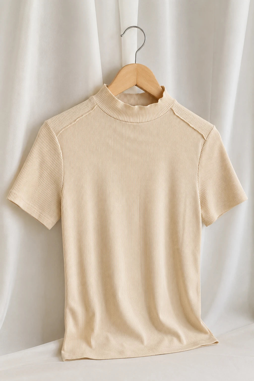 Blusa Malha Canelada que Estica Emília Creme